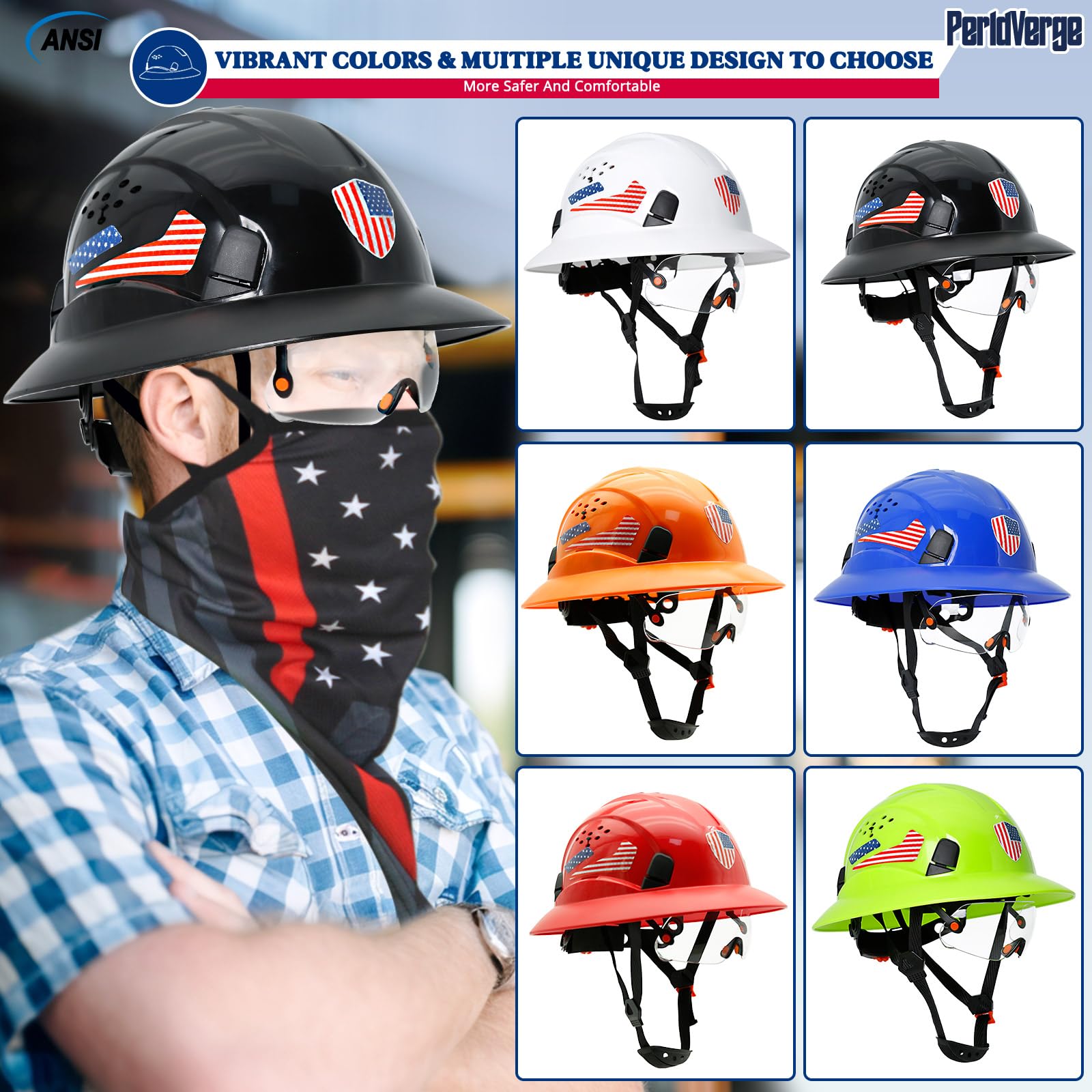 Cascos duros de ala completa, aprobados por la OSHA, con visera ventilada, con polaina para el cuello con trabillas para las orejas, sombreros duros de seguridad para hombres con correa de
