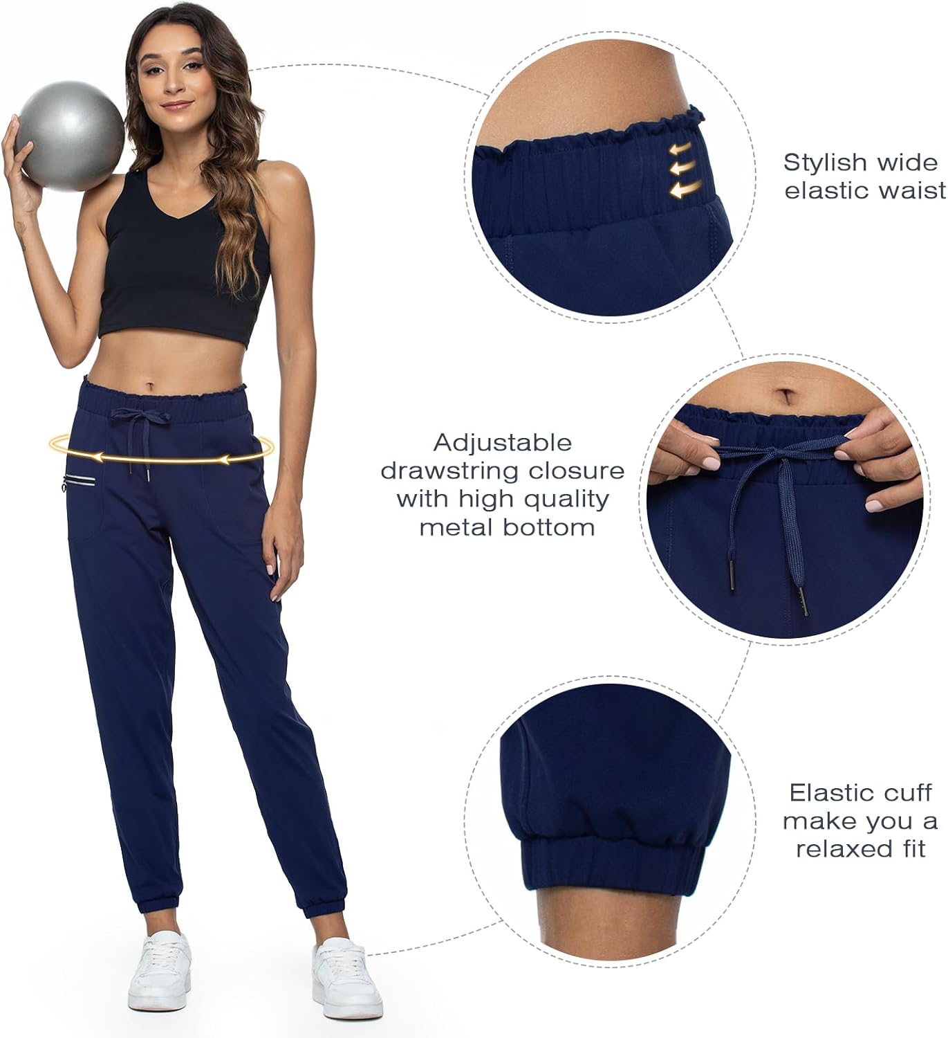 Haowind Joggers for Women with Pockets Elastic Waist Workout Sport Gym Pants Comfy Lounge Yoga Running Pants - Image 5