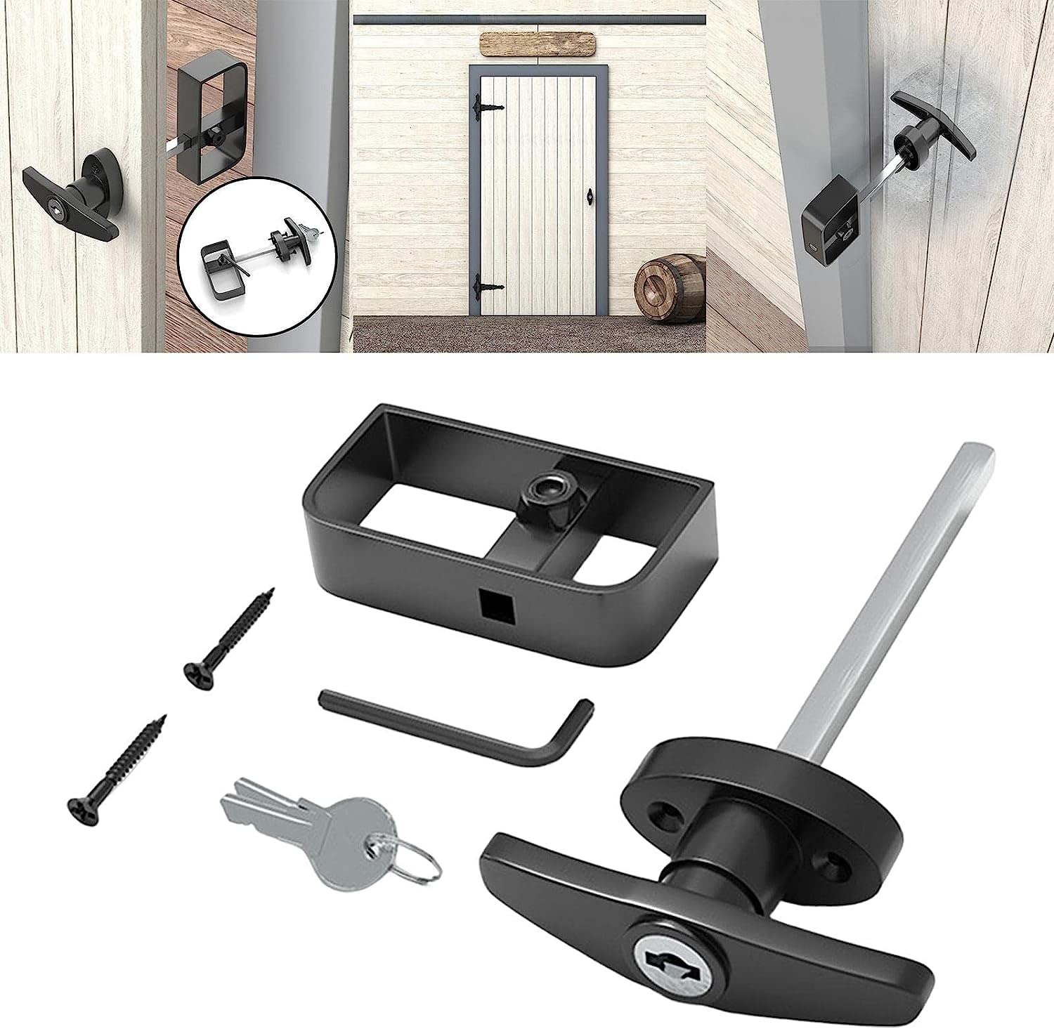 Serrure de Porte de Chambre à Coucher avec clés de Remplacement de matériel électrique Serrure d'armoire électrique Verrouillage for abri de Garage Grange Porte Auvent Accessoires Serrures