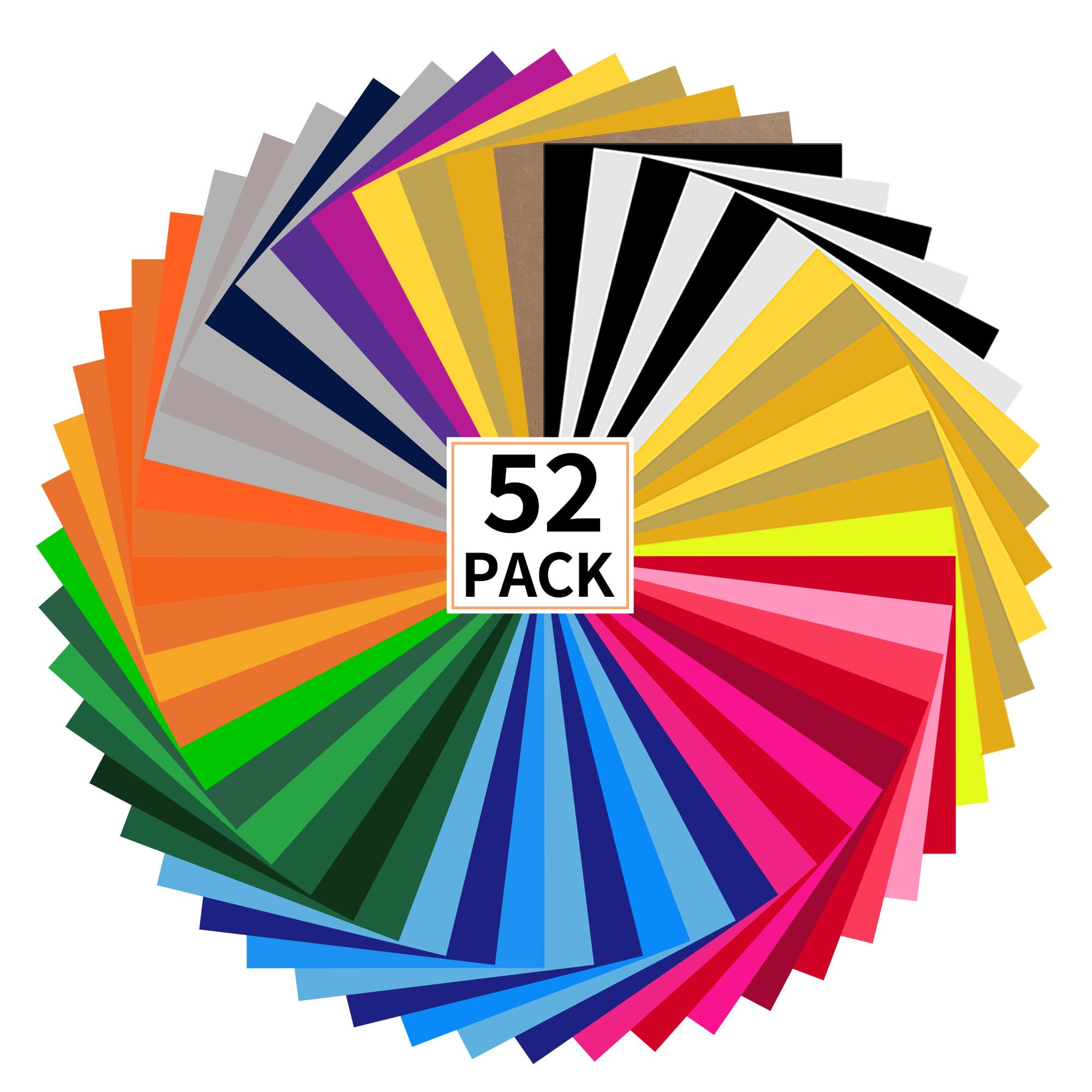 guangyintong Heat Transfer Vinyl HTV Bundle, 52 Pack 29 Colors, 12" x 10"
