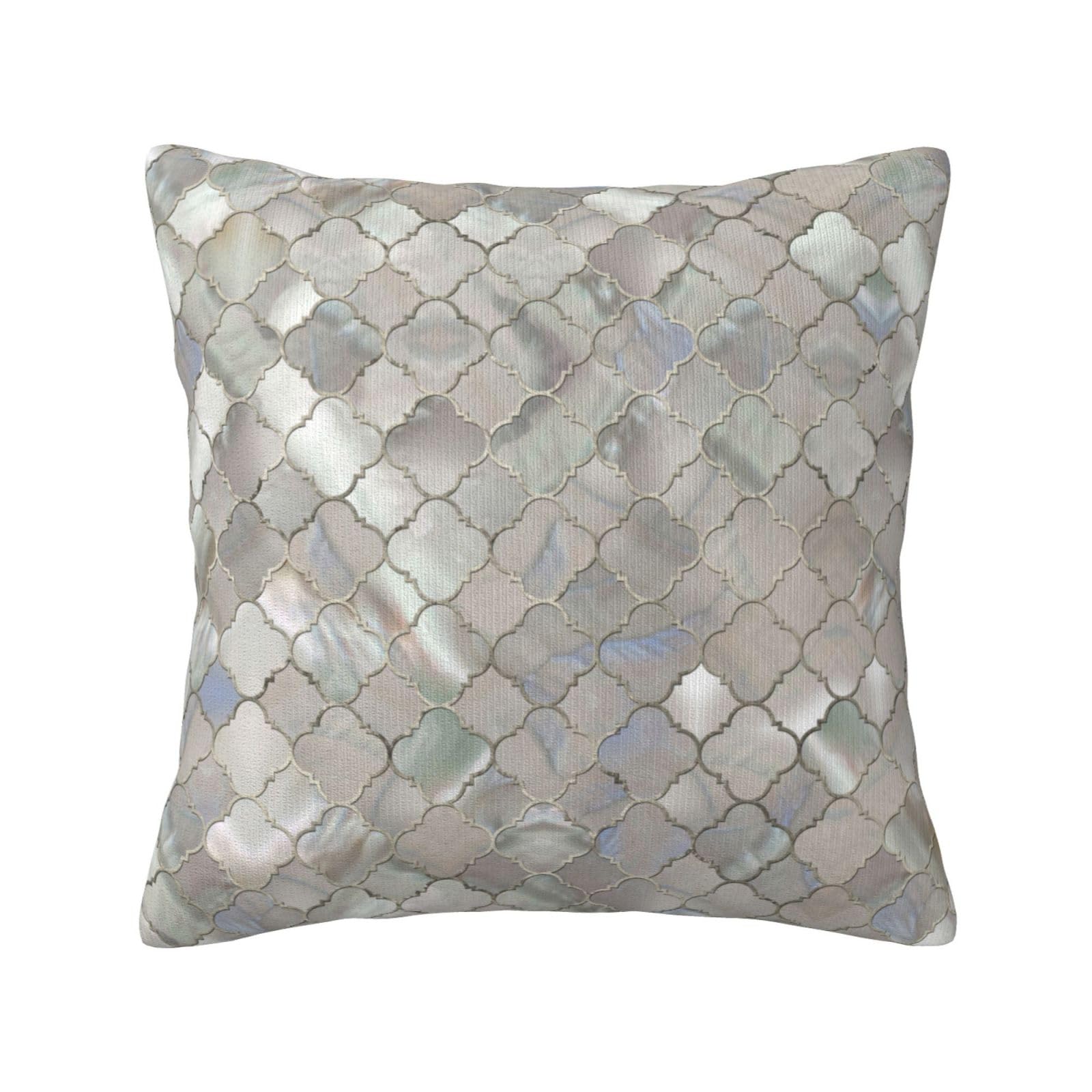 Quatrefoil Moroccan Mother Of Pearl, Throw Pillow Cover Decorative Polyester Pillowcase Soft Cushion Covers 45x45 cm