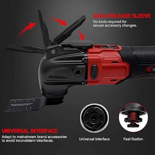 Miniatura 2 de Multiherramientas oscilantes para batería Milwaukee de 18 V, herramienta de molienda multiuso, ángulo de oscilación de 4, 6 velocidades variables,