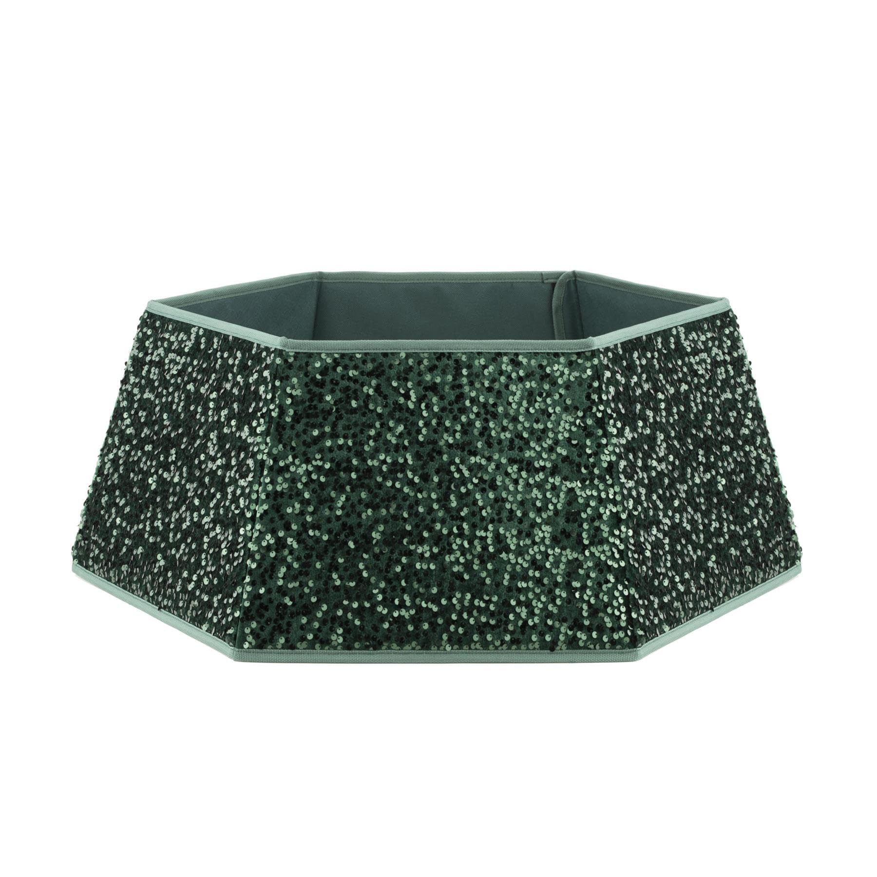 Christmas Tree Skirt Collar Hexagon Sequin Folding - Green 70cm