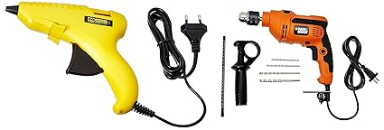 BLACK+DECKER KR554RE 550-Watt 13mm Variable Speed Reversible Hammer Drill Machine with Stanley 69GR20B Plastic Gluepro Trigger Feed Hot Melt Glue Gun