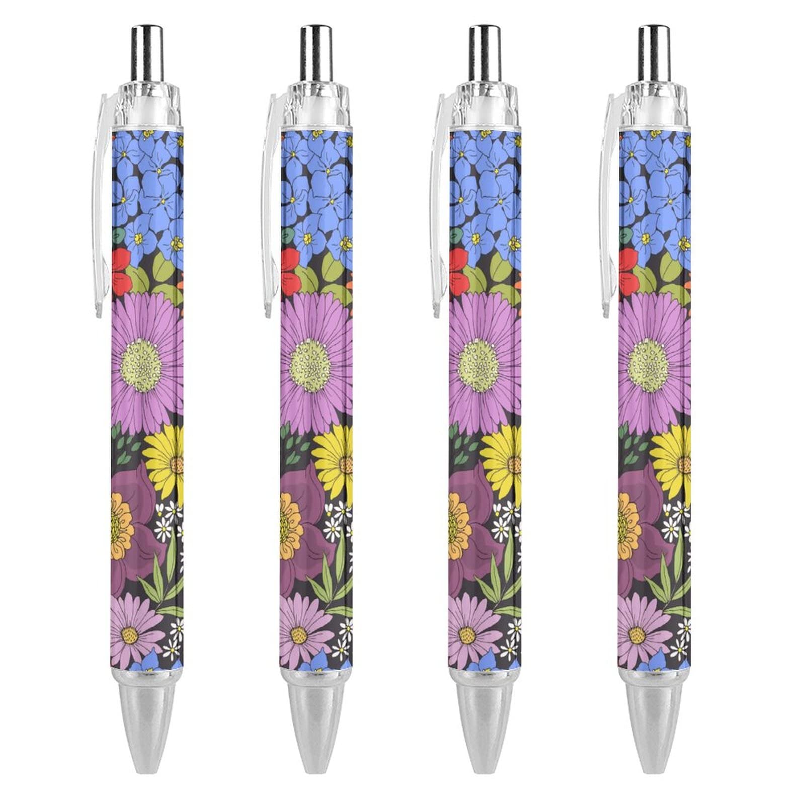 Bolígrafos retráctiles con diseño de margaritas y tinta azul para uso profesional 8