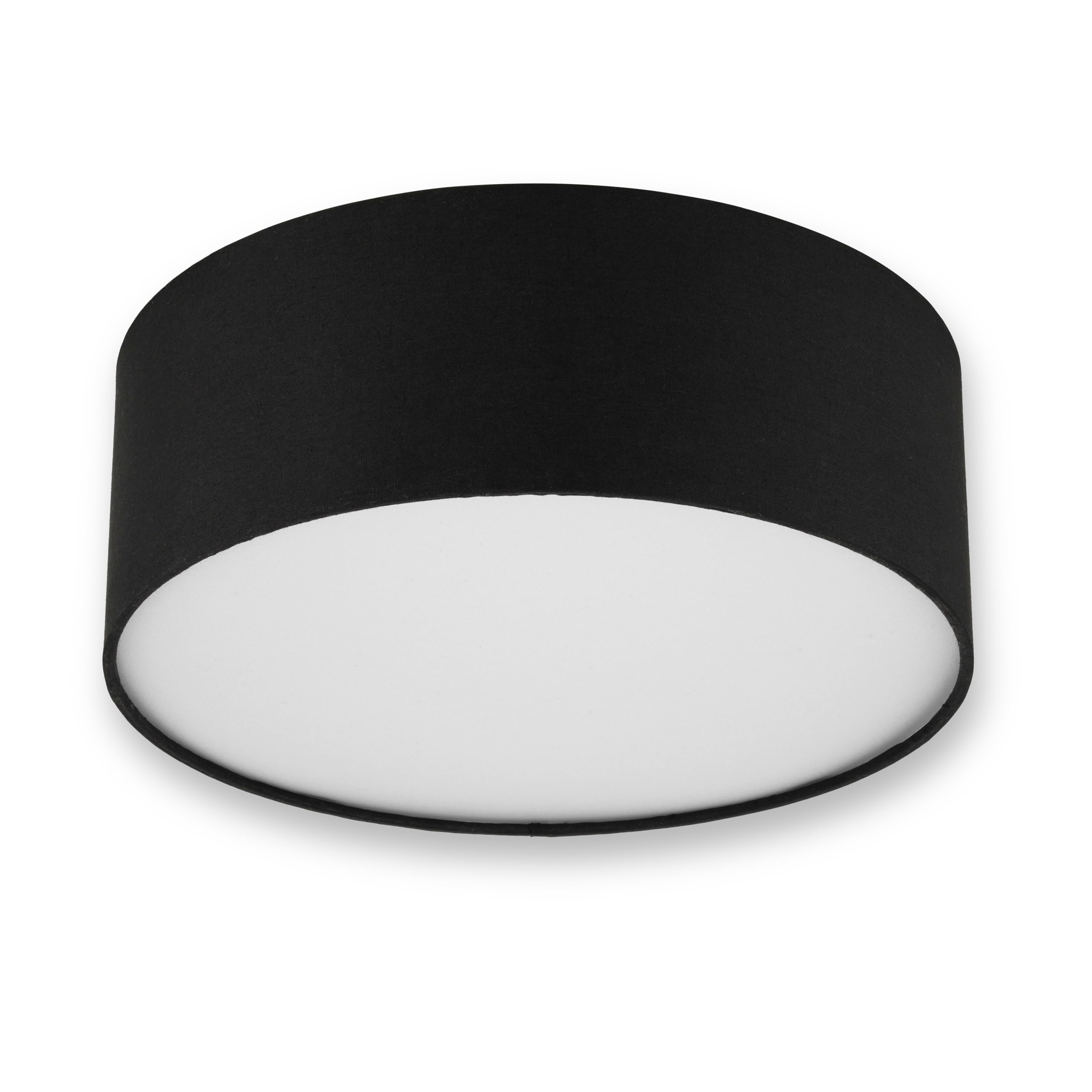 REV Deckenleuchte - Deckenlampe rund 30cm mit Stoff-Lampenschirm im modernen Look – ideal für Schlafzimmer, Wohnzimmer & Kinderzimmer, schwarz