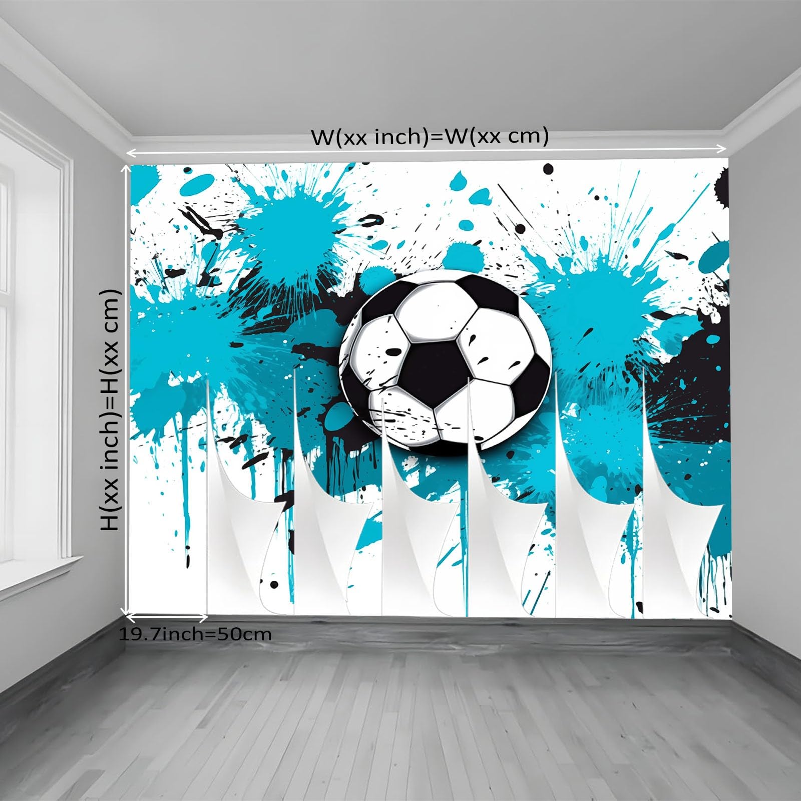 Tapeta 3D z włókniny graffiti piłka nożna sportowa tapeta 350 x 256 cm tapeta dekoracja ścienna do salonu sypialnia niebieski biały