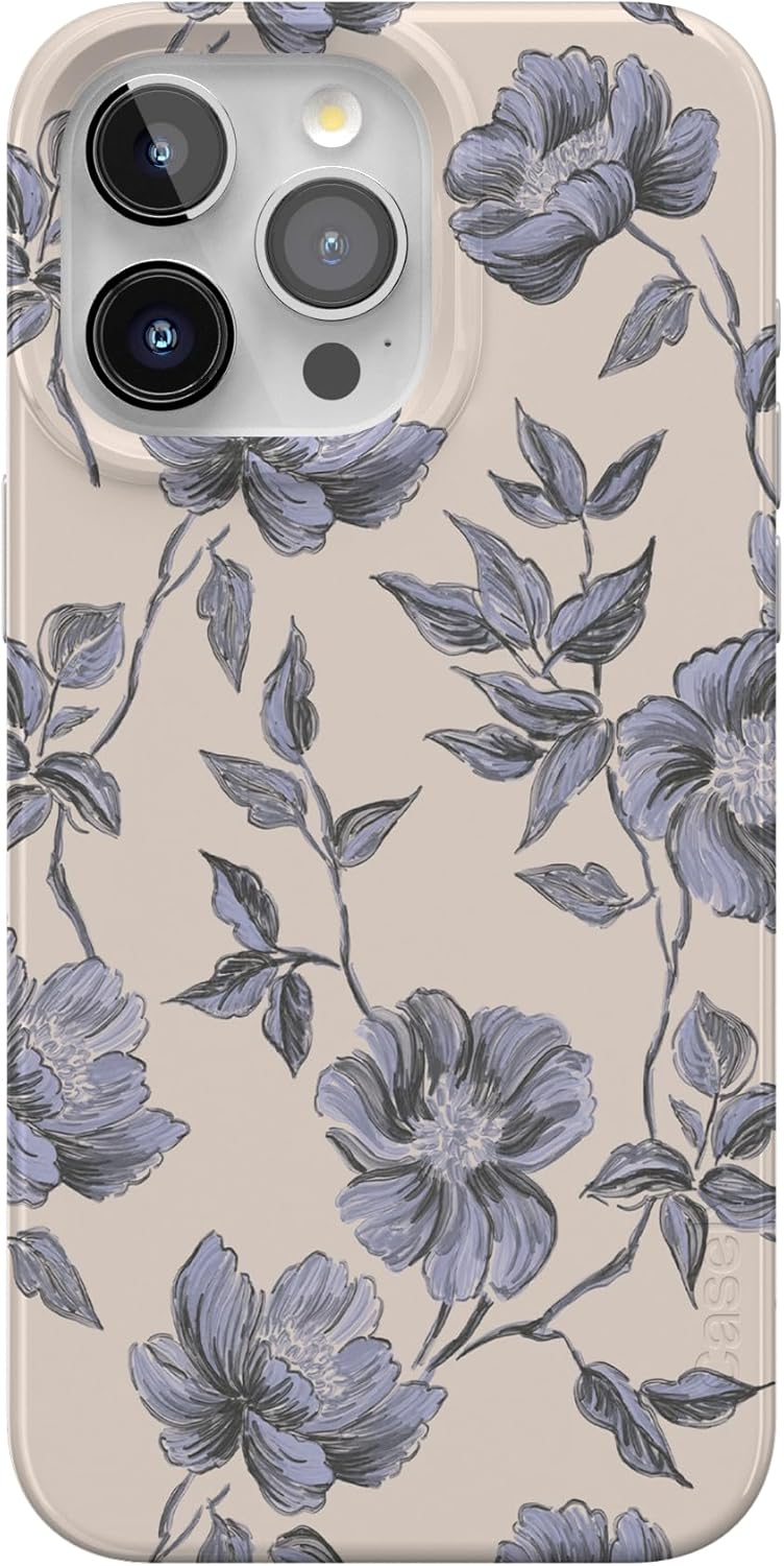 Casely iPhone 15 Pro Max Case | Ink & Iris | Vintage Floral | Compatible with MagSafe | Classic Ultra Slim Design