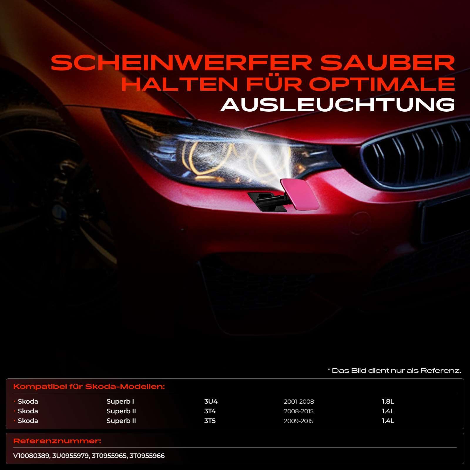Frankberg Scheinwerferreinigung Waschwasserdüsen Vorne L+R Kompatibel mit Superb II Kombi 3T5 3T4 I 3U4 Replace# V10080389