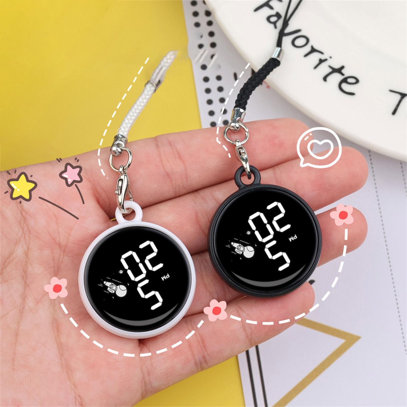 LED Display Taschenuhr mit Schlüsselring Anhänger für Rucksack Clip