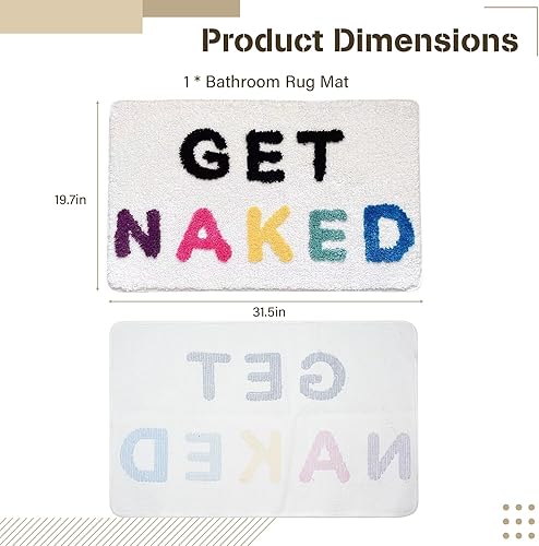 Miniatura 3 de Alfombra de baño con diseño de Get Naked de 19.7 x 31.5 pulgadas, tapete de baño antideslizante, bonito tapete absorbente para bañera, suave y