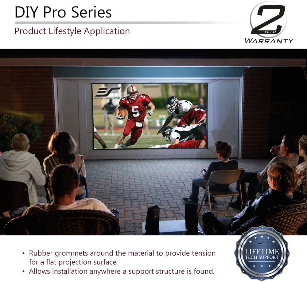 Flash Deals - 50% OFF Elite Screens DIY PRO, Indoor Outdoor Portable Projector screen PVC 133-inch 16:9, 8K 4K Ultra HD 3D Movie Theater Cinema 133 Projection Screen with Grommets, Roll-Up Hang Anywhere, DIY133H1