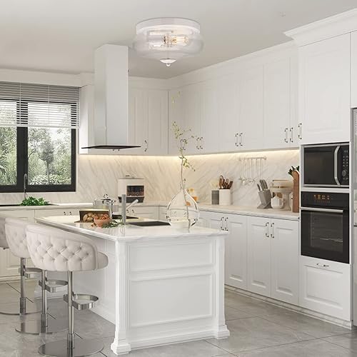 Miniatura 5 de Lámparas de techo Darkaway para montaje empotrado, lámpara de techo interior y exterior con pantalla de vidrio semillado para pasillo, cocina,