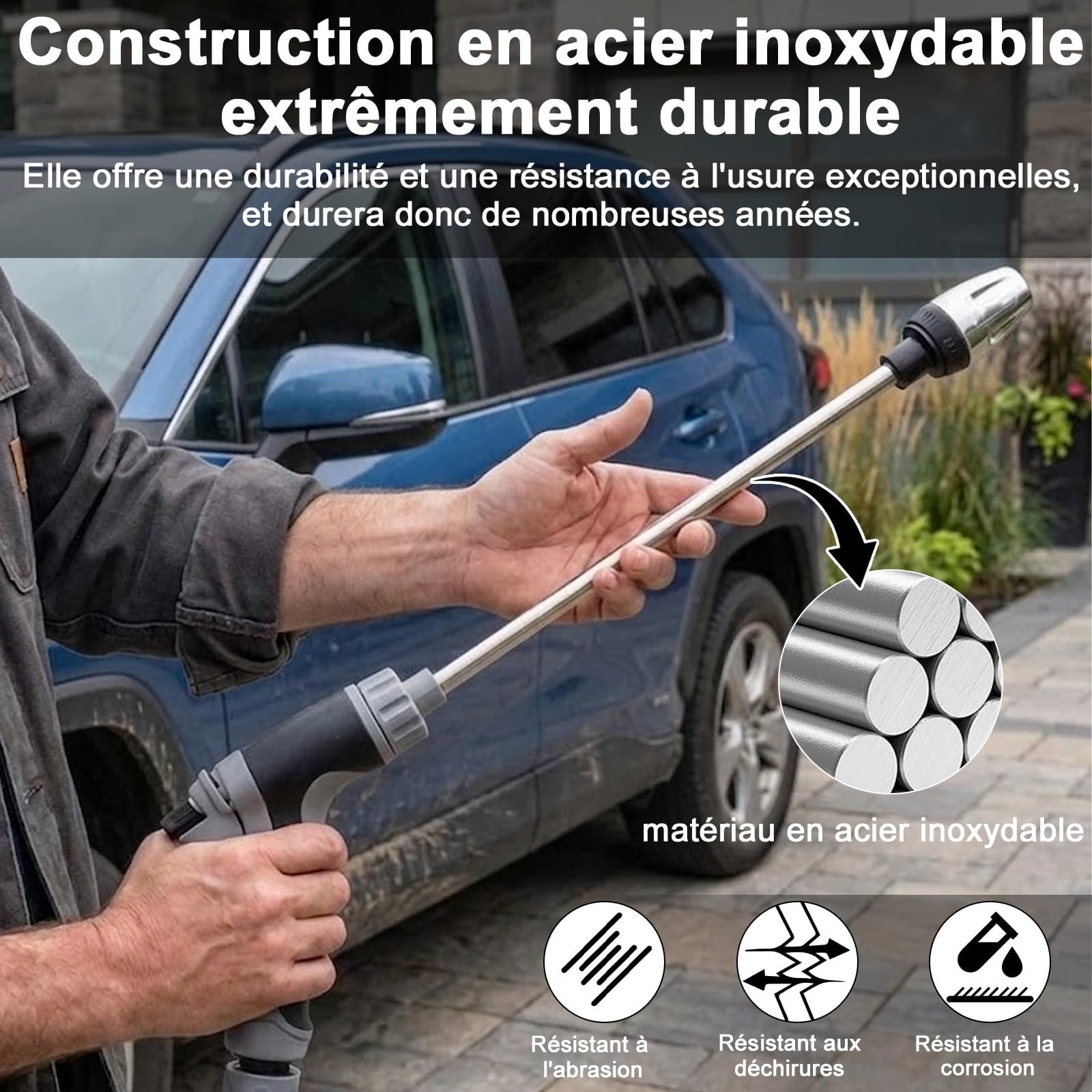 Jetteryx Hochdruckpistole, Aquoxis Pressure Washer Gun – leistungsstarke 15-fache Pistole, Multi-Winkel-Düsen, verstellbar und universell für Terrasse,Auto & Garten
