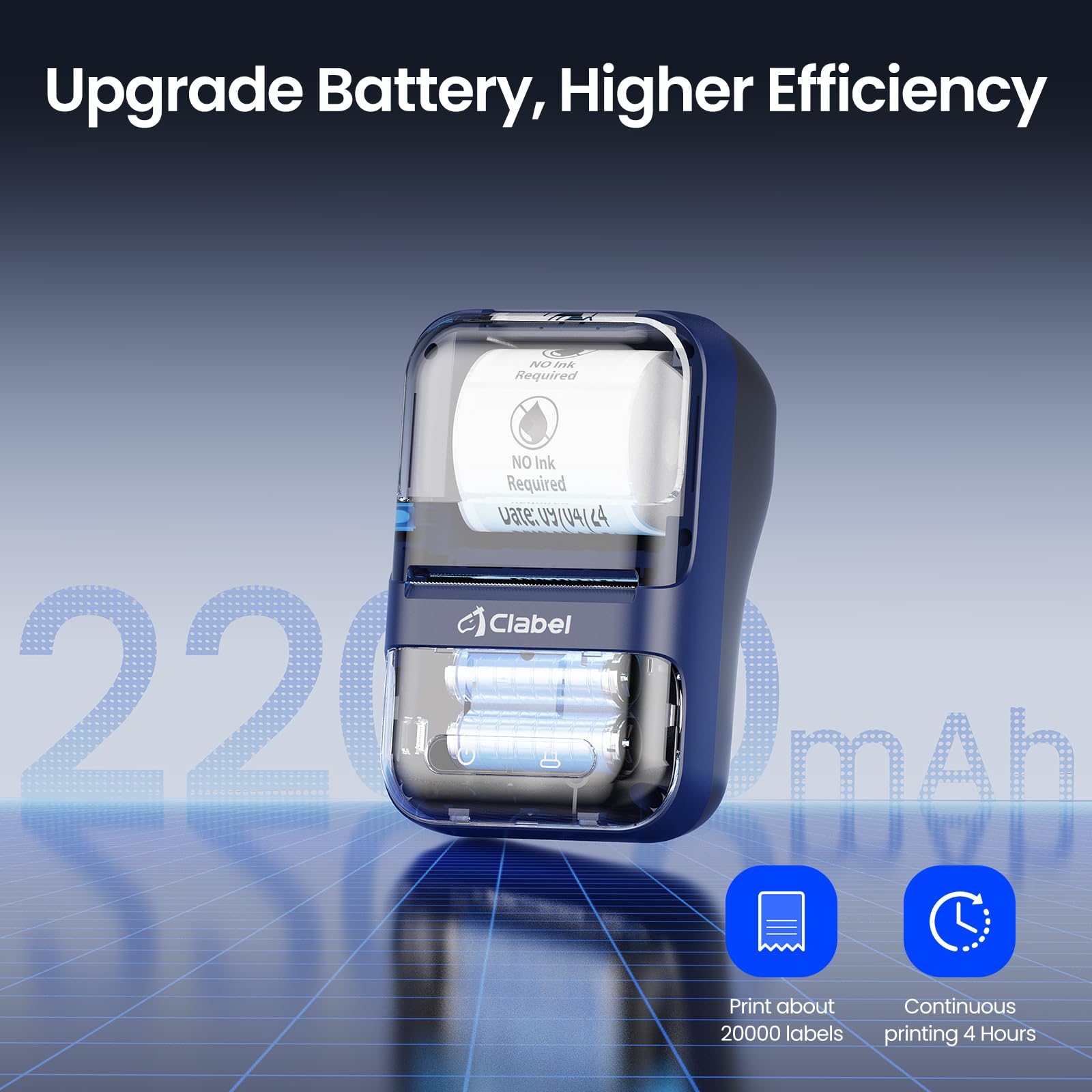 CLABEL Przenośna mini drukarka etykiet: 230B Bluetooth termiczna etykieta z kodami kreskowymi kompatybilna z drukarką etykiet iOS i Android z 3 rolkami etykiet biurowych (230B-czarny)