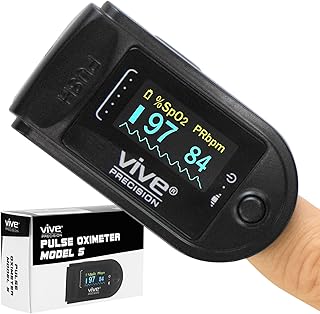 Pulse Oximeter - Oxygen Monitor Fingertip, Heart Rate Medical Grade Sensor LED Display - Accurate Finger Meter For Saturation SpO2, Lanyard & Batteries Included - FSA/HSA Approved