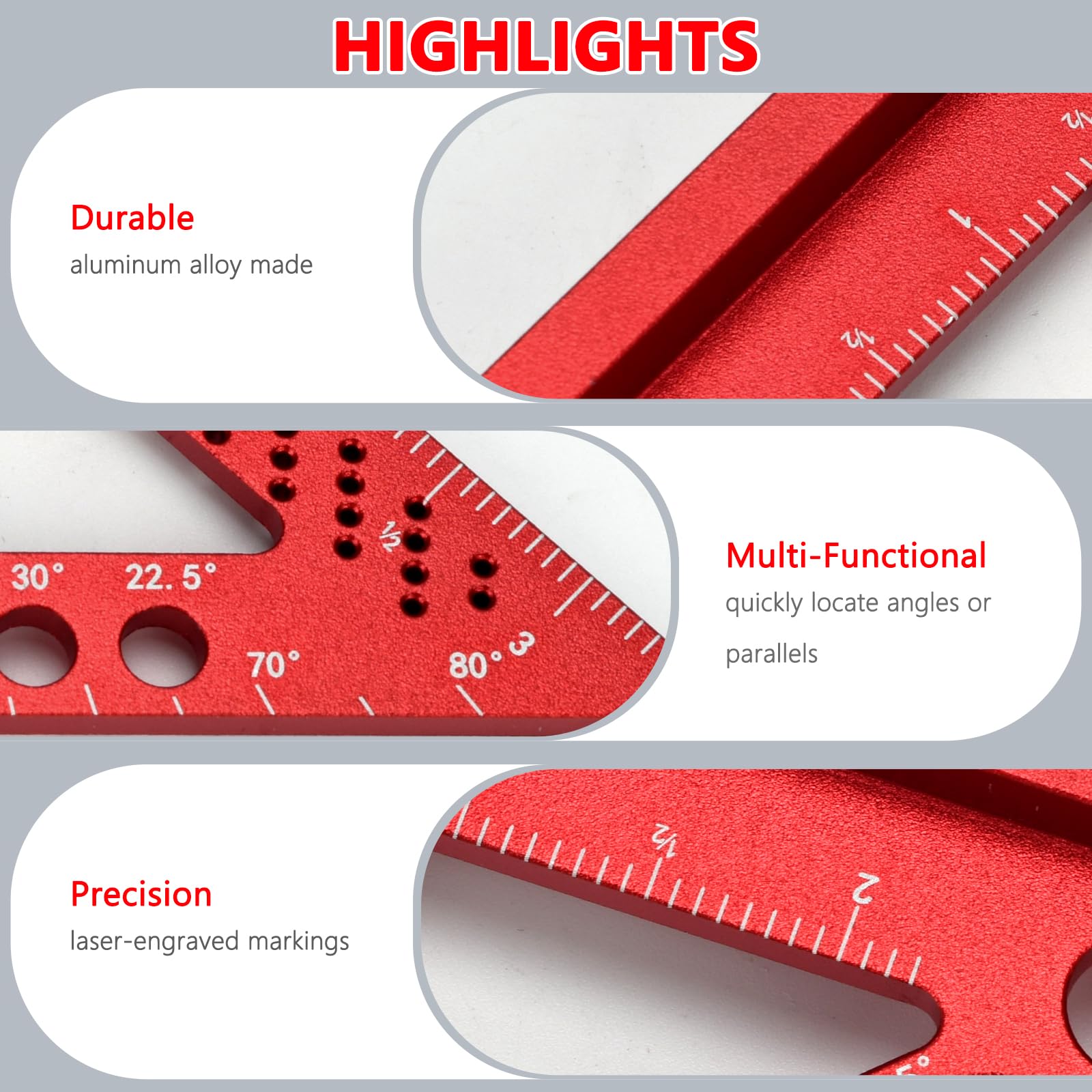 Aluminum Square Ruler - Precision Carpentry Tool -5 Aluminum Square Ruler - Precision Carpentry Tool -5