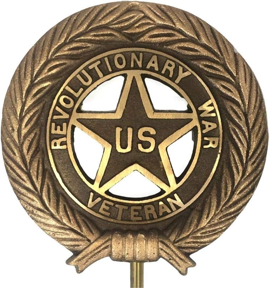 American Revolution Bronze Grave Marker, Cemetery Memorial Flag Holder, Revolutionary War Veteran Plaque, Made in USA