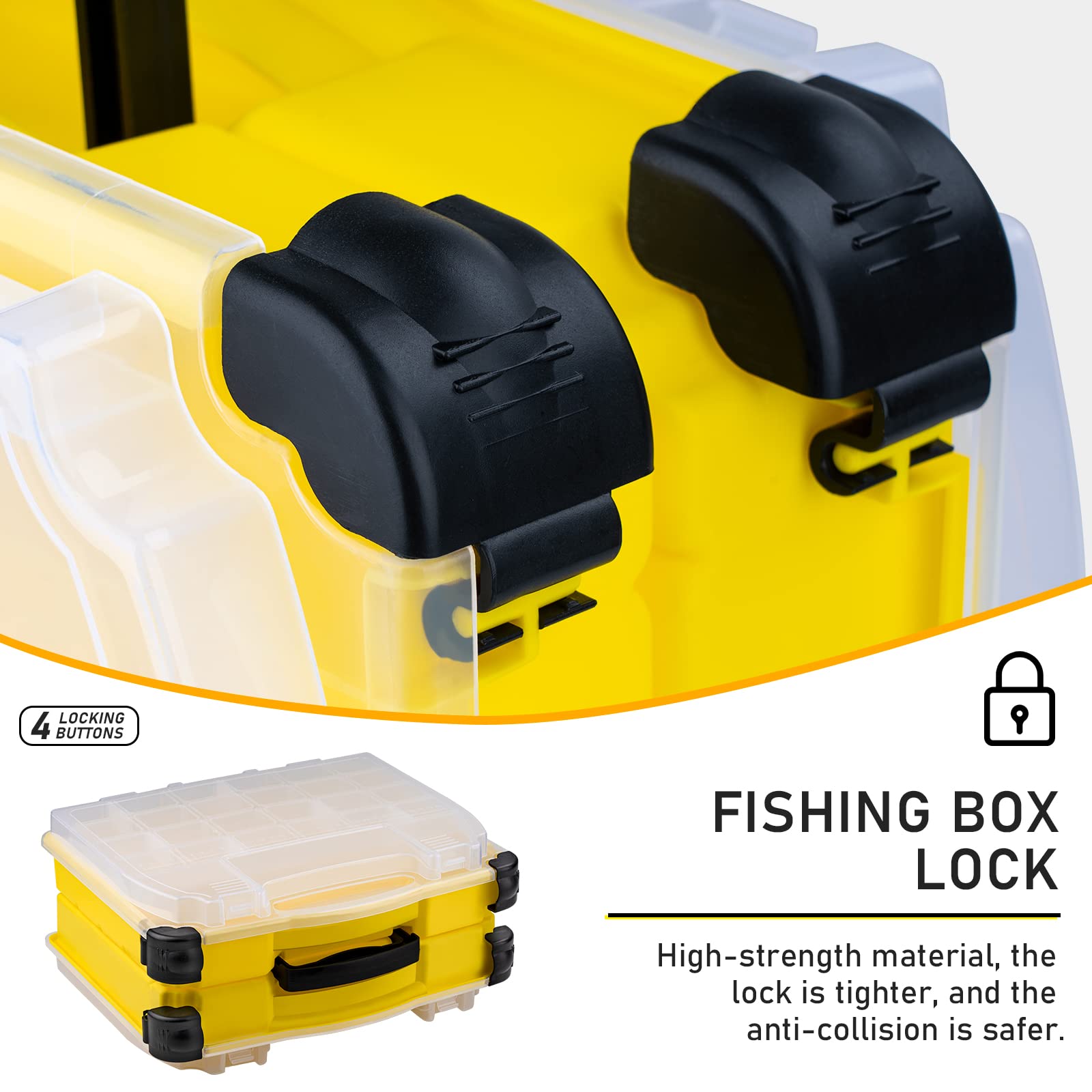 THKFISH Caja de aparejos grandes organizadores y almacenador, caja de aparejos de doble cara, sistema de aparejos desmontable de 4 capas para accesorios de pesca