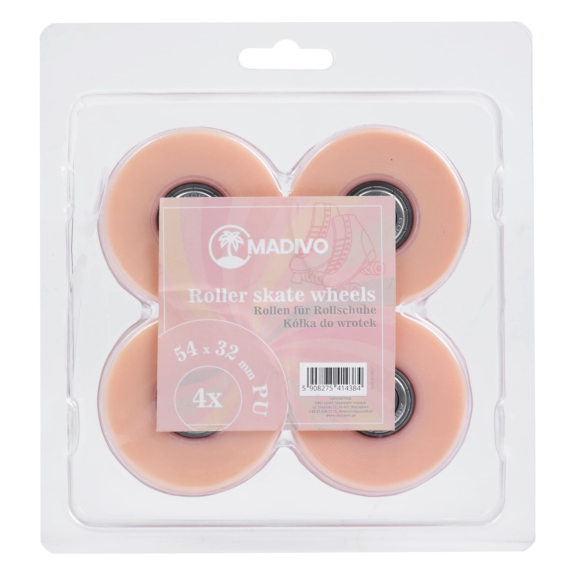 MADIVO Zapasowe kółka + łożyska kulkowe do wrotek 54 mm x 32 mm | zestaw składający się z 4 rolek 82A łożyska ABEC-7 | pastelowe kółka do quadów, do użytku na zewnątrz i wewnątrz