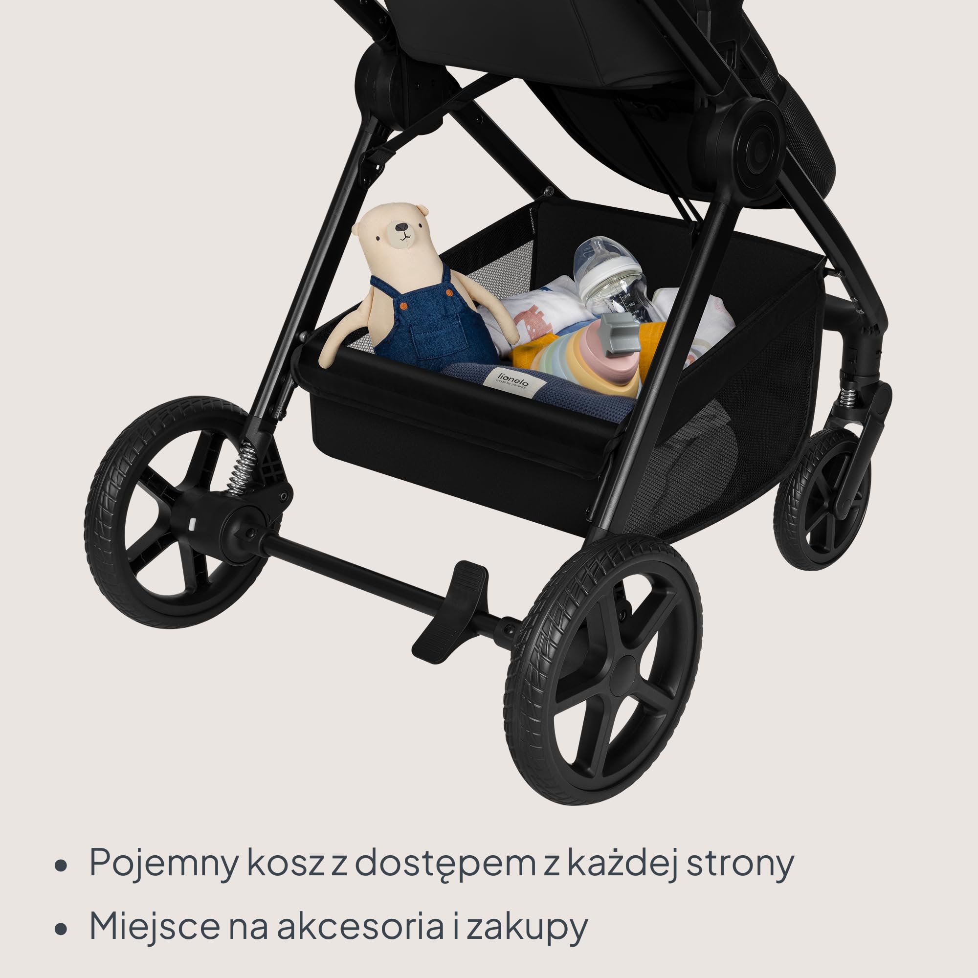 Lionelo Greet Wózek dziecięcy 3 w 1 od urodzenia do 4 lat, do 22 kg | Duża gondola do noszenia, odwracalne siedzisko, lekka konstrukcja, zawieszenie, pozycja leżąca, UPF50+