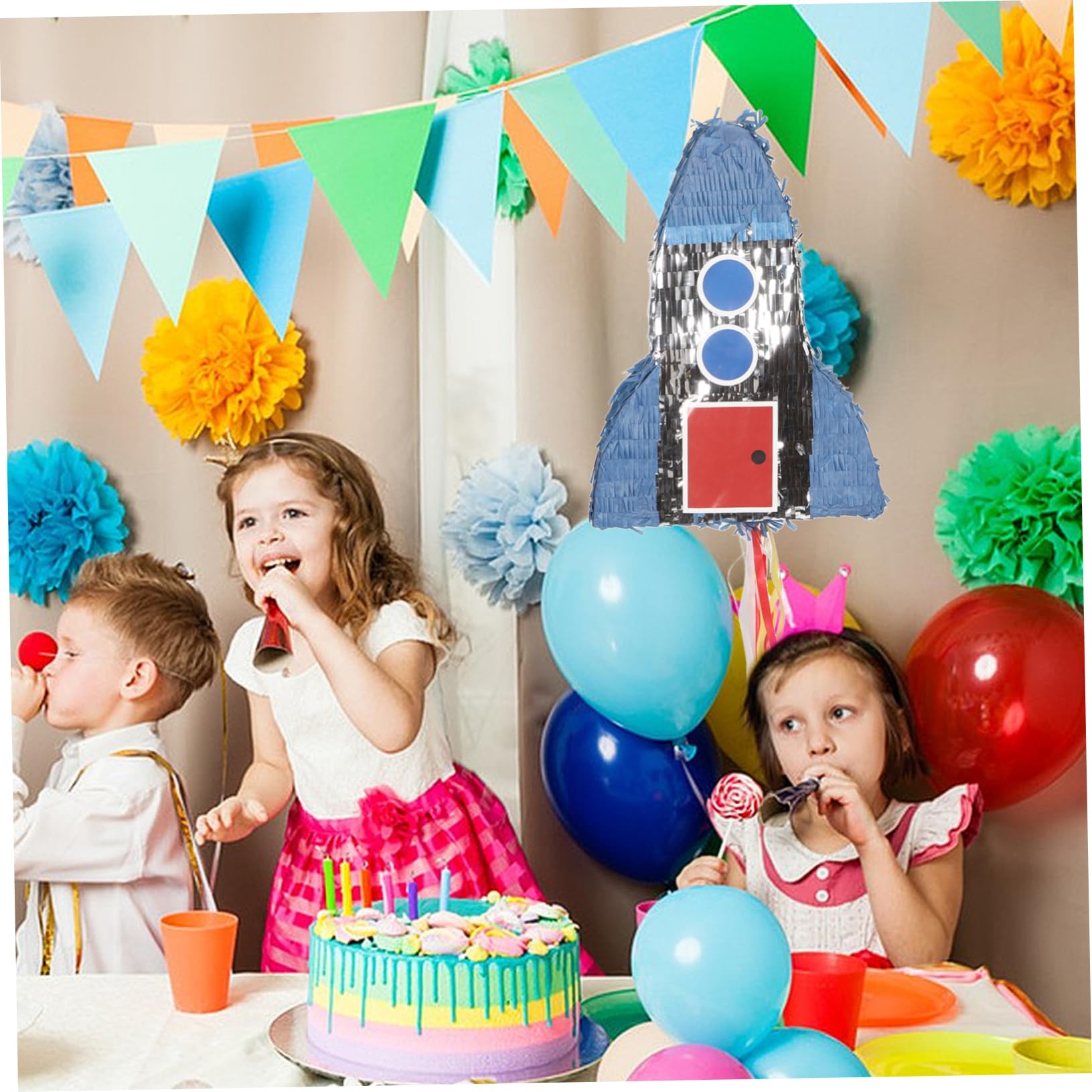 FRCOLOR Piñata Cohete Cumpleaños Infantil Diseño Único con Dulces y Juguetes Sorpresa para Fiestas Temáticas Astronauta Divertidos para Niñas