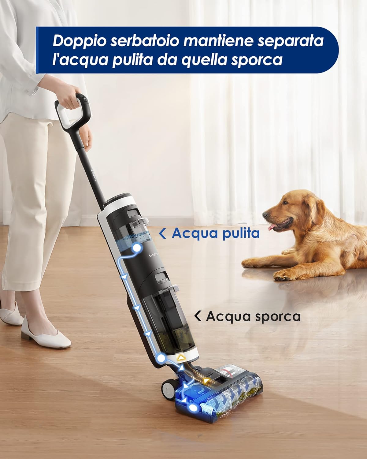 Tineco iFloor 3 Breeze Plus Aspirapolvere Senza Fili per Secco e Umido, Lavapavimenti e Mocio per Pulizia Leggera in un Solo Passaggio per Pavimenti Dur Tineco iFloor 3 Breeze Plus Aspirapolvere Senza Fili per Secco e Umido, Lavapavimenti e Mocio per Pulizia Leggera in un Solo Passaggio per Pavimenti Dur