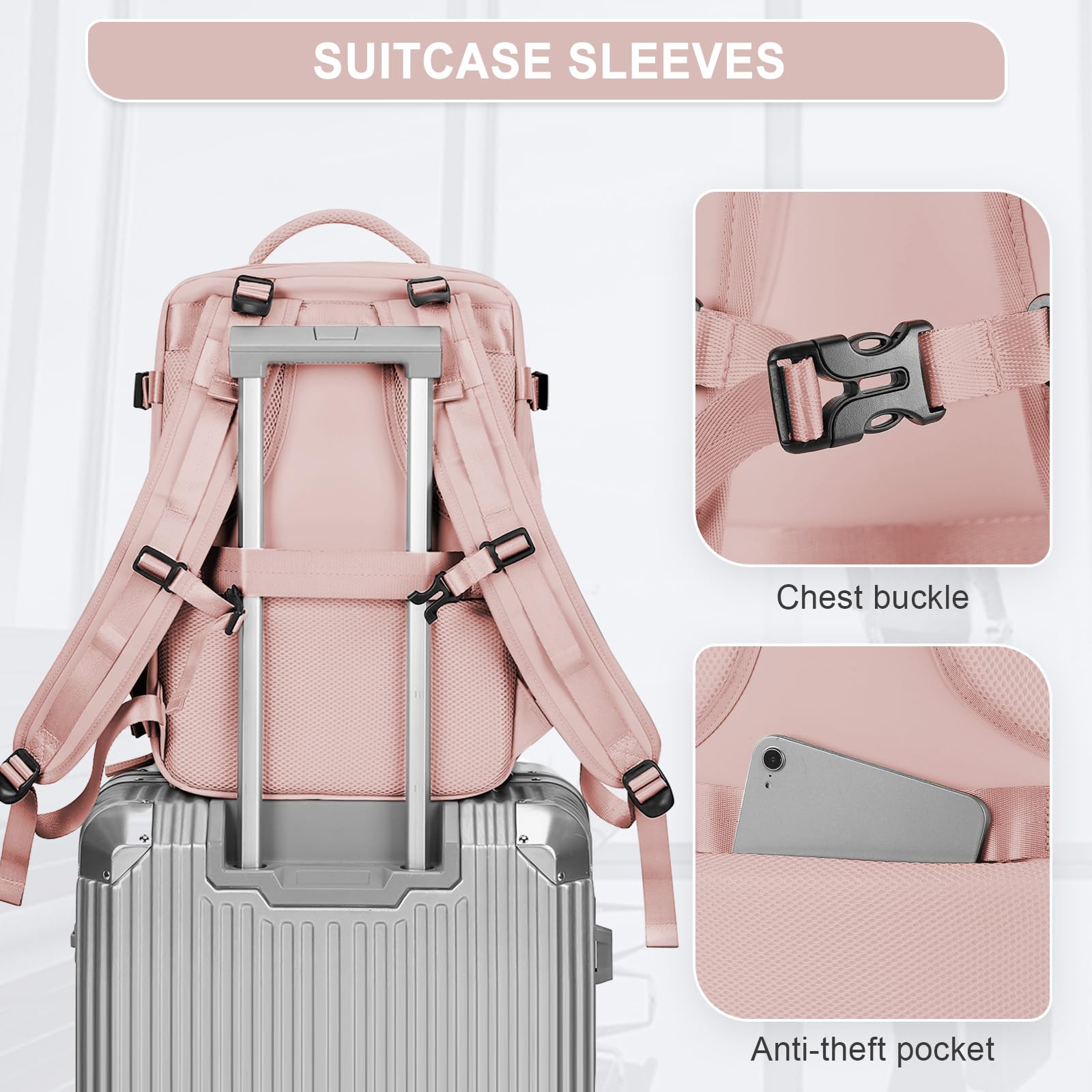 HPLQQ Zaino Bagaglio a Mano Ryanair 40x20x25 Zaino Aereo Borse da Cabina per Easyjet 45x36x20 Zaino da Viaggio donna, Borsa da Viaggio aereo Impermeabile Zaino Casual Porta PC