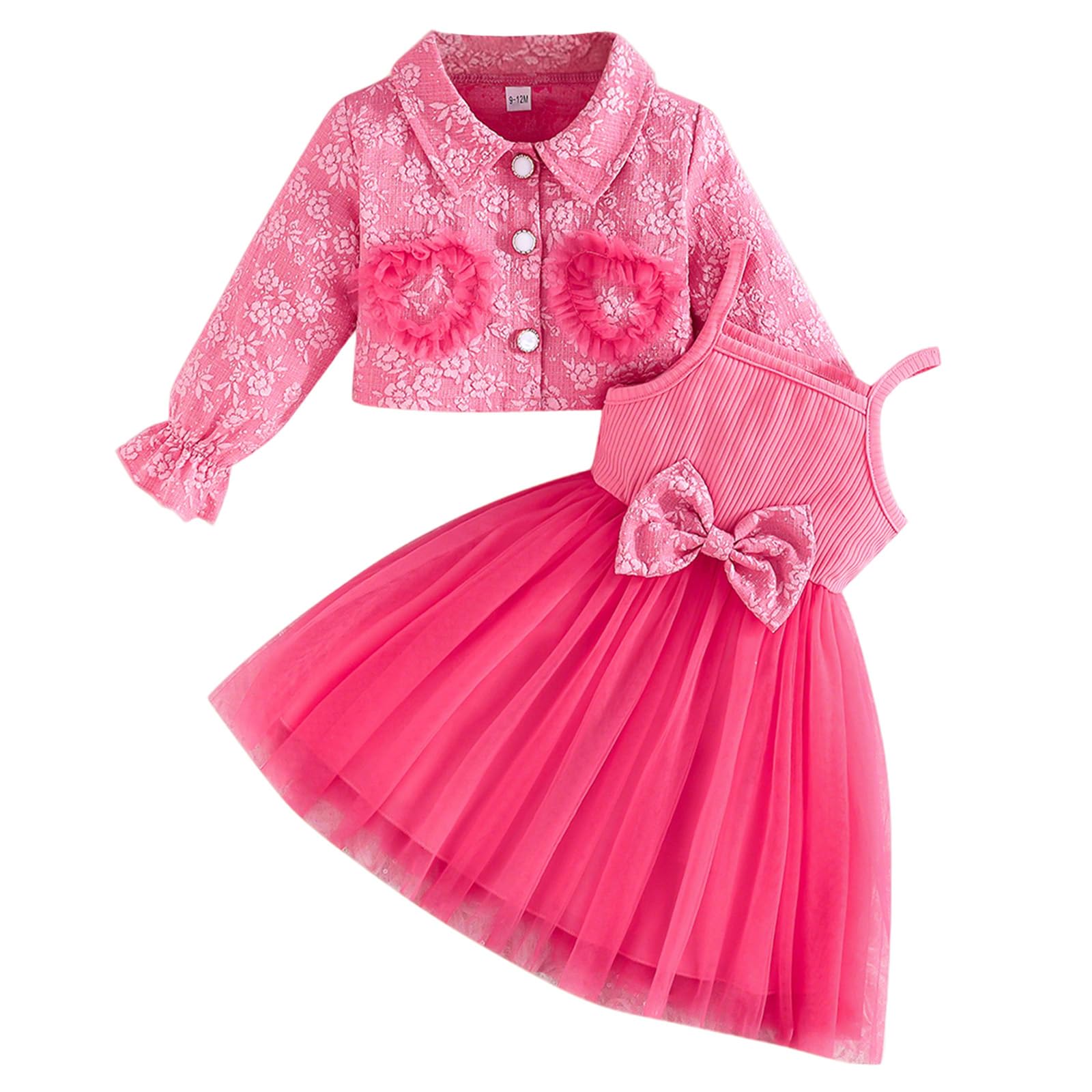 Kunyeah Robe tutu pour bébé fille avec cardigan en tulle sans manches avec veste en dentelle florale pour tout-petits