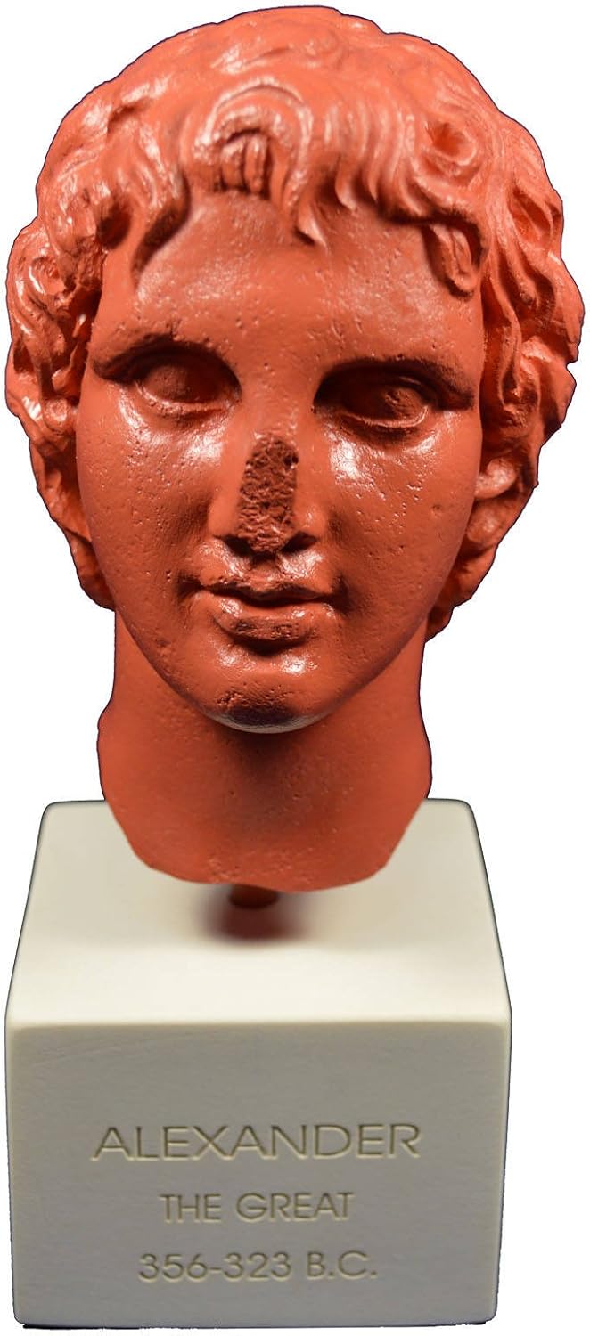 Estia Creations Alexander The Great Sculpture Macedonian King Museum Reproduction Red Bust