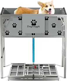 Banheira dobrável elevada para cães com ralo de capacidade de 136 kg, estação de lavagem de chuveiro portátil para animais de estimação, cuidados com o banho, cães pequenos, médios e grandes