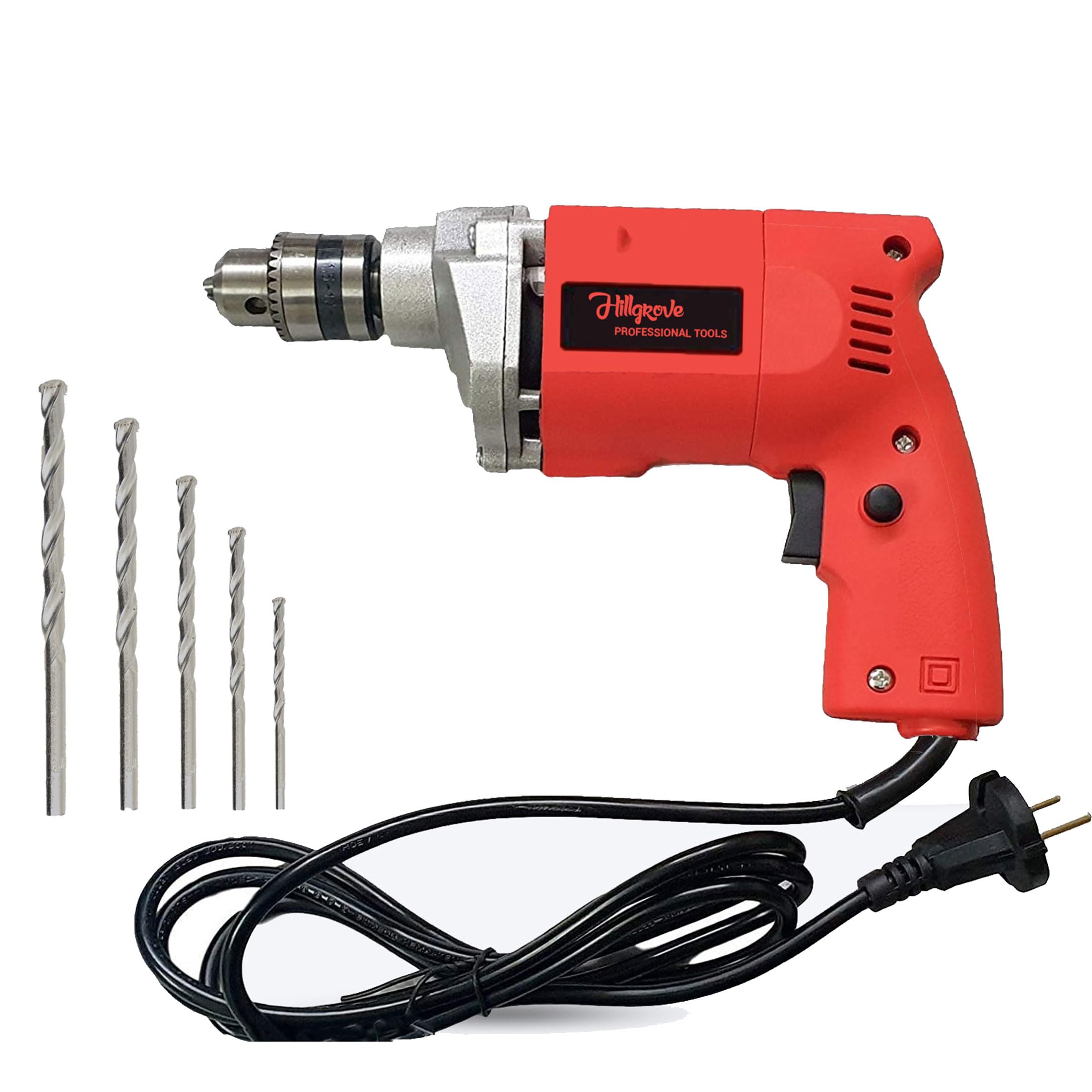 Hillgrove HGCM1015M1 All Purpose 500W Drill Machine with 5 Drill Bits for Making Holes in Metal/Wood/Concrete Pistol Grip Drill (10 mm Chuck Size) (B0D5ZBK49Q) Amazon Price History, Amazon Price Tracker