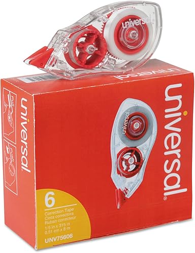 Miniatura 6 de Universal 75606 Cinta correctora con dispensador bidireccional, no recargable, 1/5 pulgadas x 315 pulgadas, paquete de 6