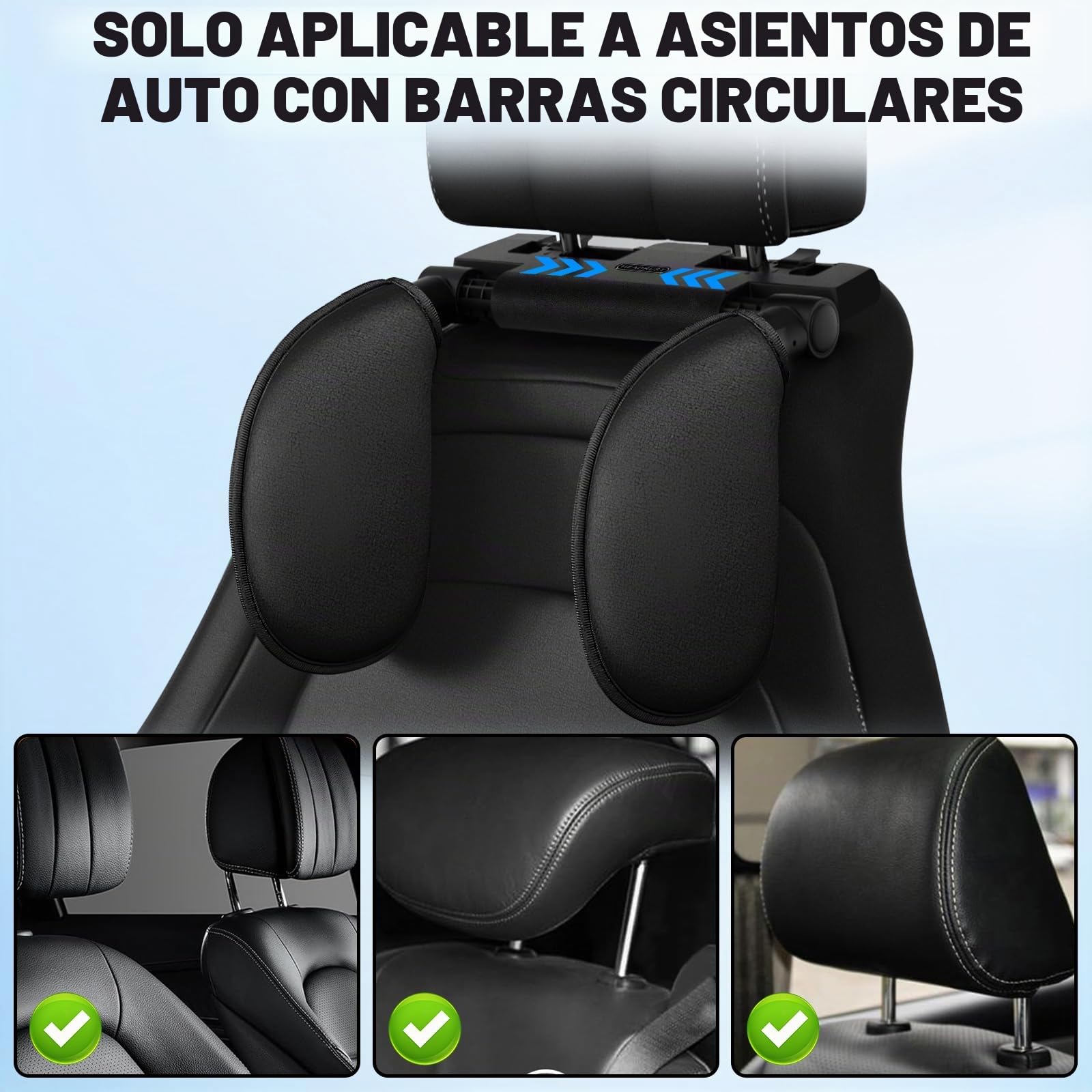 Reposacabezas de Coche,Soporte Para El Cuello Retráctil y Extraíble Almohada Lateral del Reposacabezas para Automóviles, Apto Para Niños Adultos Reposacabezas para Coche (Negro)