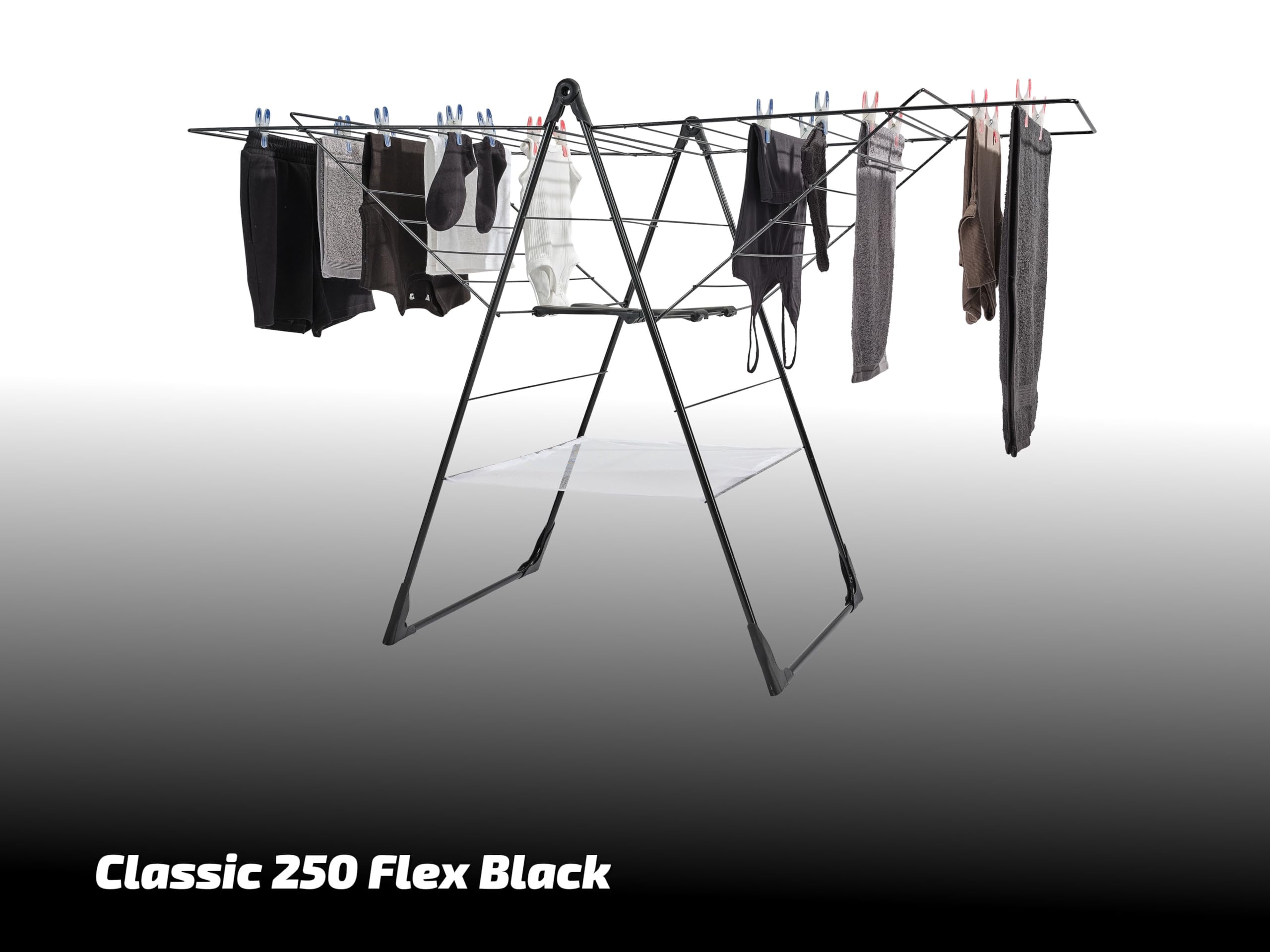 Leifheit Standtrockner Classic 250 Flex Black, Wäschetrockner mit 25m Trockenlänge, für drinnen und draußen geeignet, Wäscheständer mit höhenverstellbaren Flügeln, für 2-3 Waschmaschinenfüllungen - Image 8