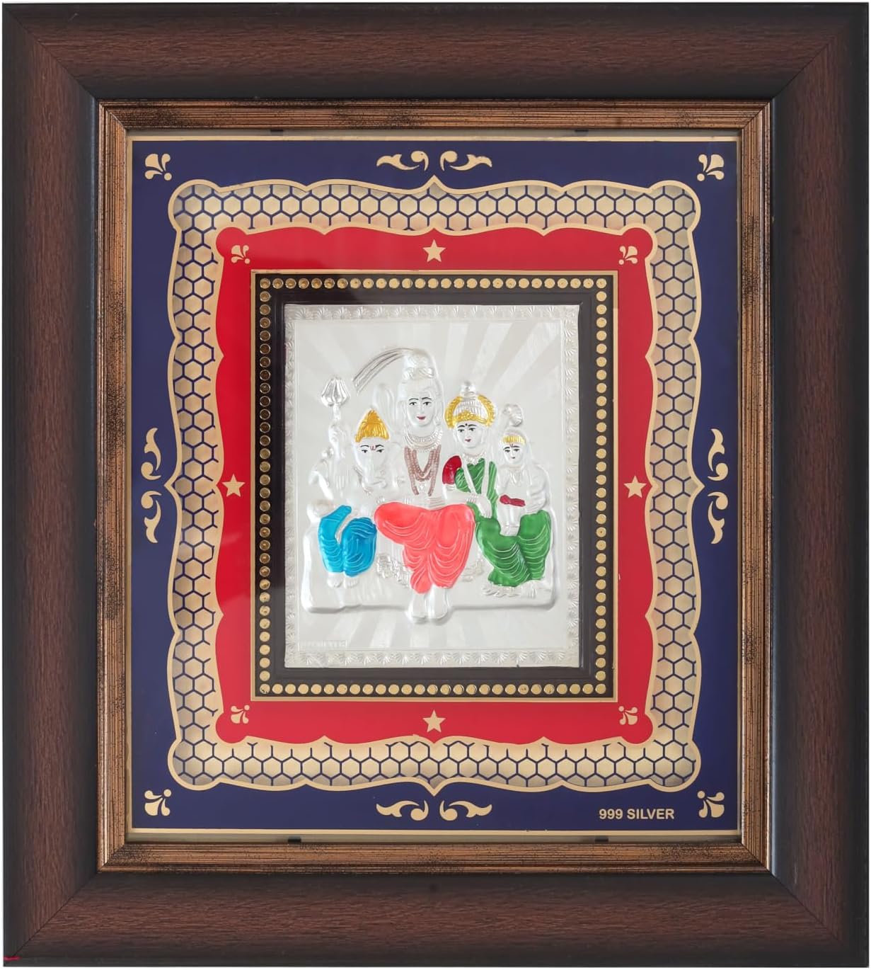 SHIJPIK 999 Pure Silver 12x11 inch Shiv Parivar Frame for Decor, God Frame in Silver, Perfect for Gifting or Storing in the Pooja Room, Office, or Home