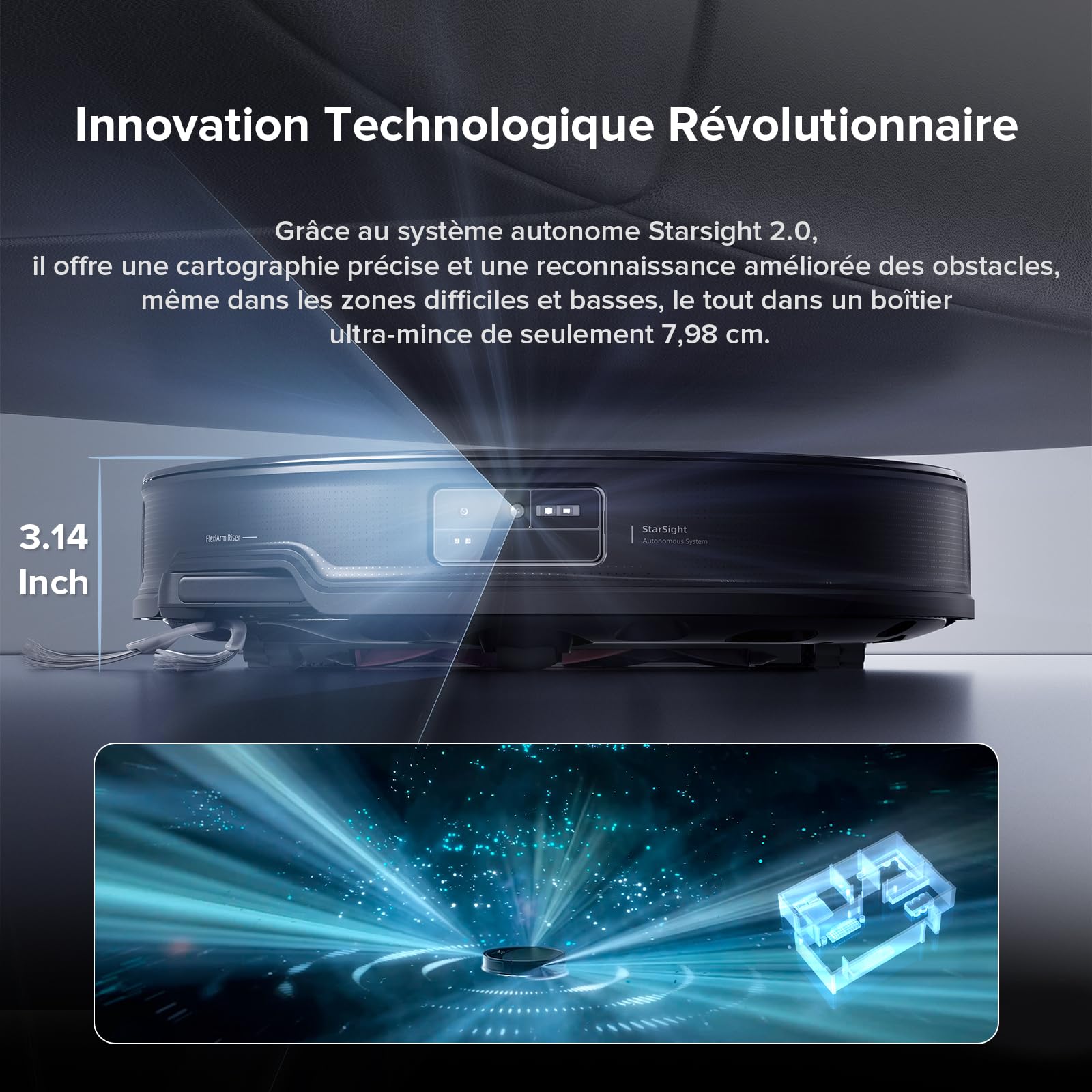 roborock Saros 10R Set Robot Aspirateur, Brosse et Serpillère Relevables et Extensibles, Triple Système Anti-Enchevêtrement, Station Multifonctionnelle 4.0, Évitement Avancé des Obstacles, 7,98cm