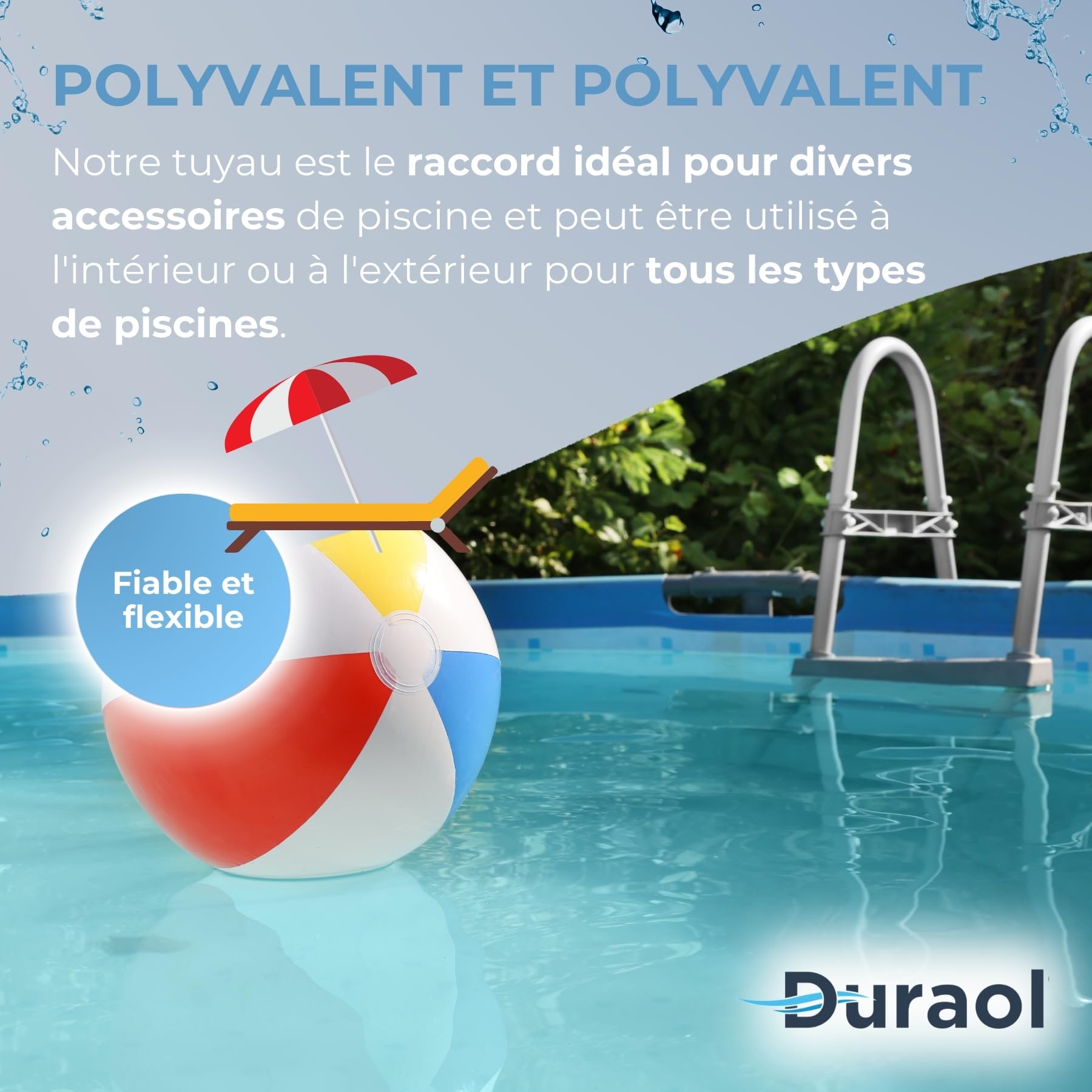 Tuyau de piscine 38 mm I Longueur 6 m I Tuyau flottant pour aspirateur sol & pour pompe de piscine I Conduite de piscine 38 mm noir I Accessoire haut de gamme