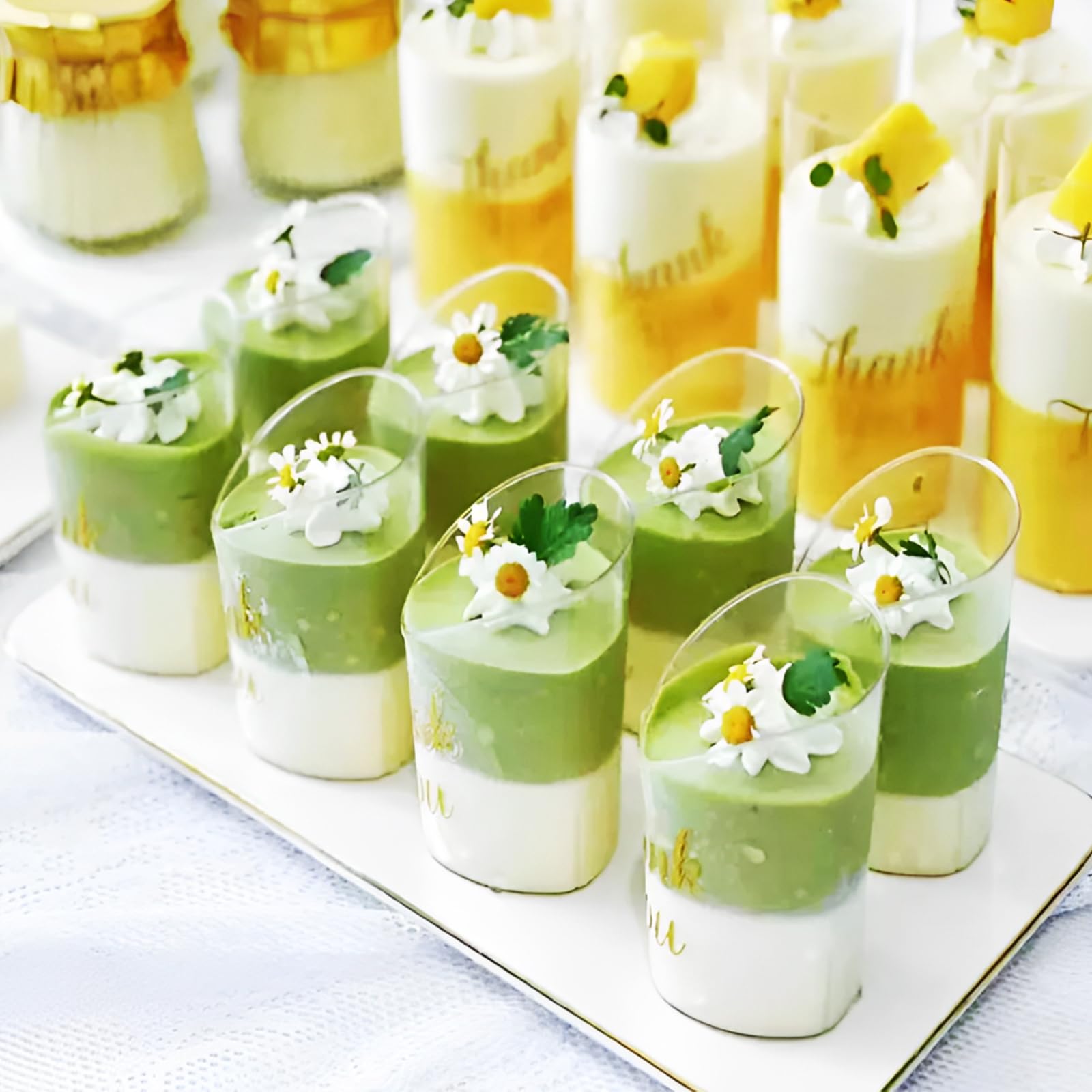 YOUNTHYE 100 bicchieri da dessert con cucchiai, 80 ml, riutilizzabili