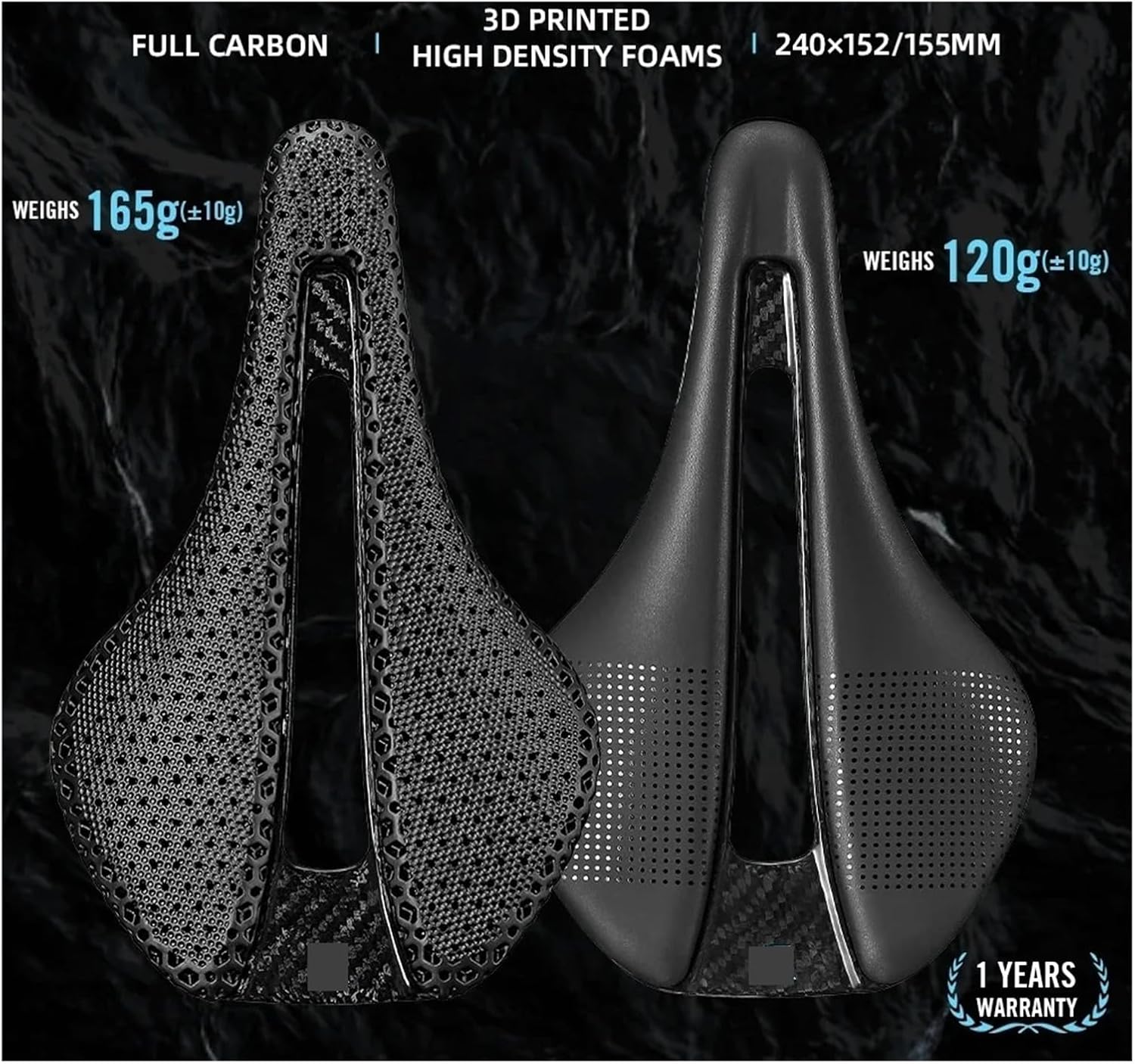 Full Carbon 3D Printed Bicycle Saddle 155mm 7x9 Ultralight 120g EVA Bike Seating for Triathlon Road MTB Cycling Seat