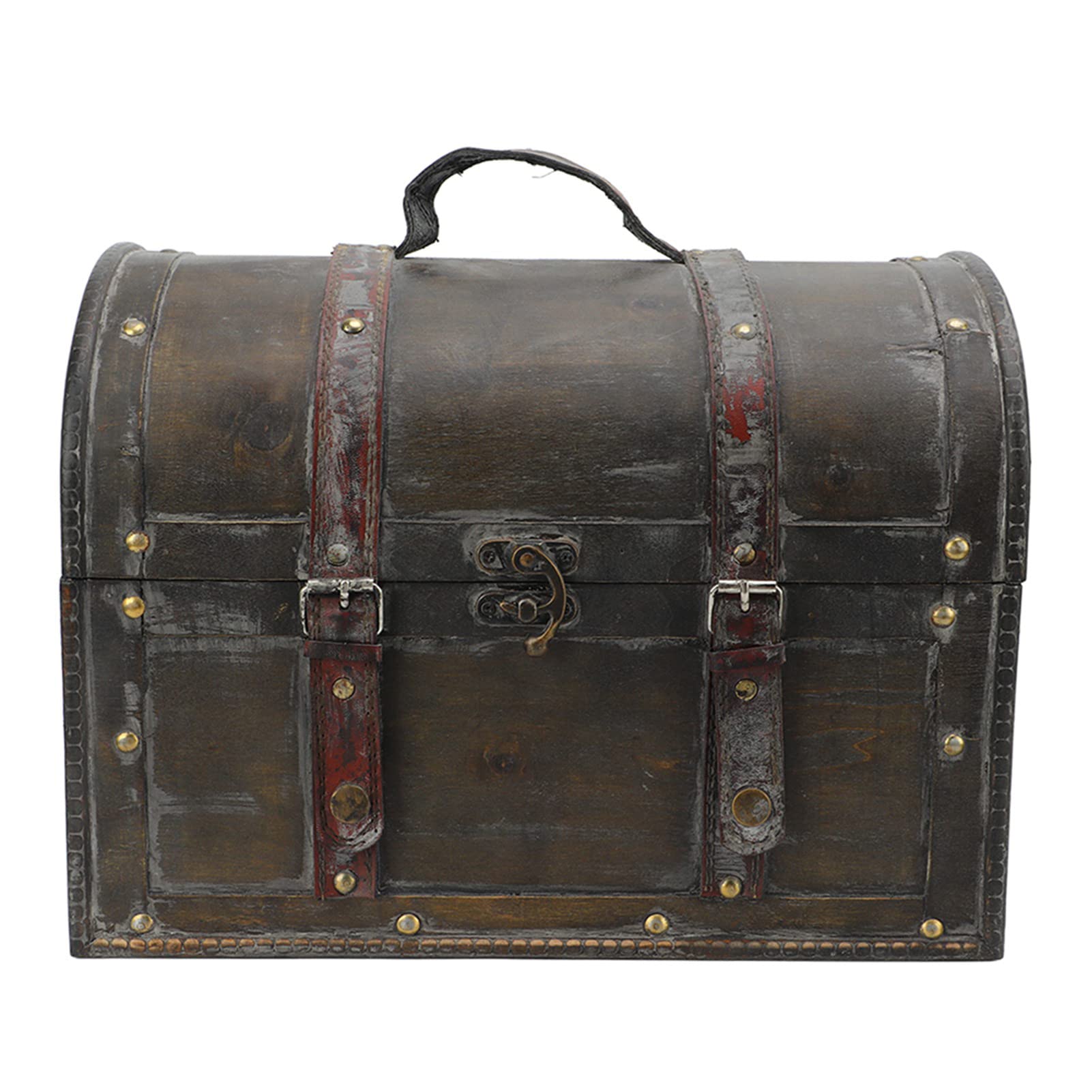 Pudełko na biżuterię, Skóra PU 35 X 23 X 26 Cm Styl Retro w Trudnej Sytuacji Vintage Drewniane Pudełko na biżuterię z klamrą do Dekoracji Wnętrz, Wystawa Okienna, Kawiarnia