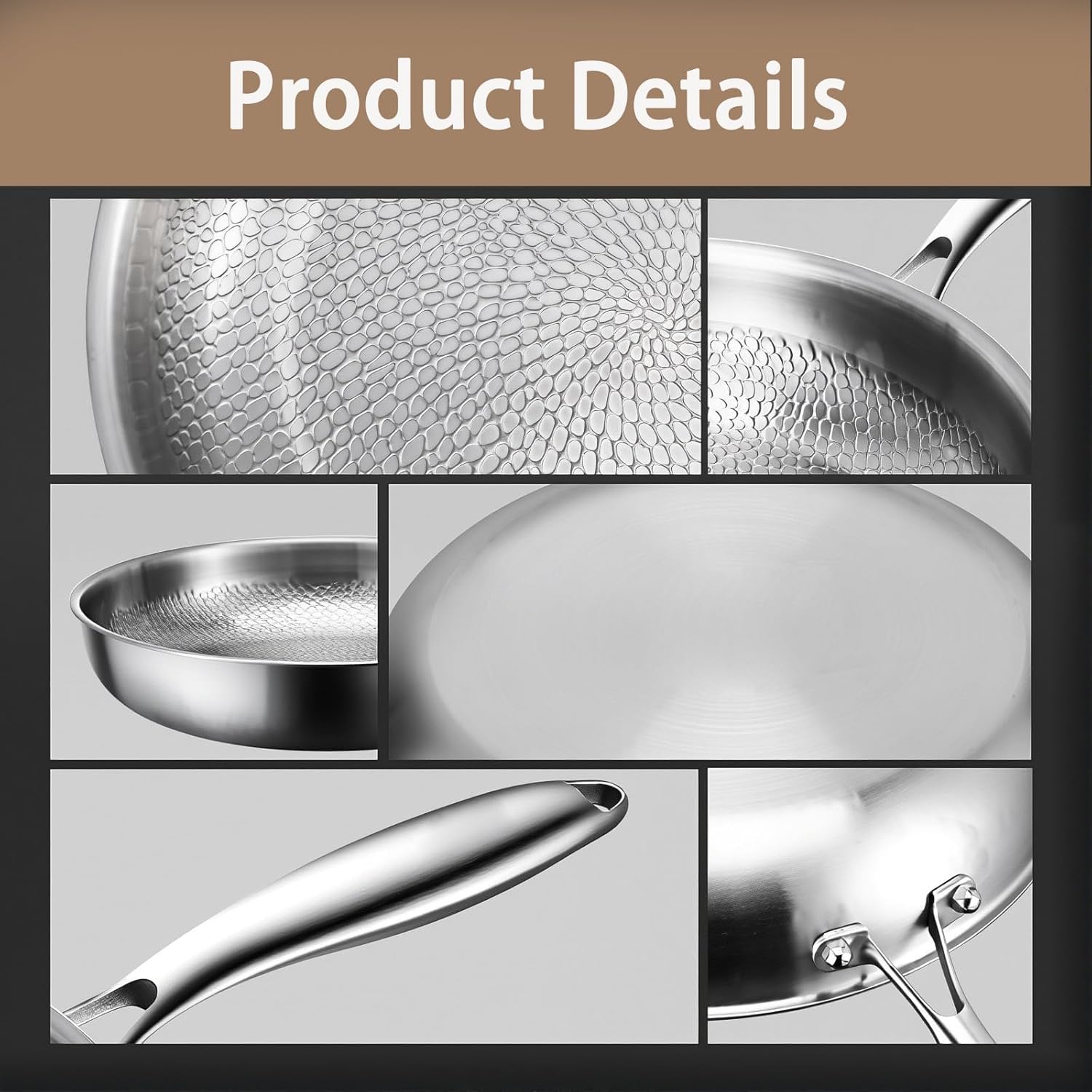 Titanium Hammered Pan Pro with Lid, 2026 New Upgrade Non Stick Titanium Pans, No-Coating Nonstick Skillet, Ultra-Durable, Scratch-Resistant, Even Heating Frying Pans,with lid,10.23in