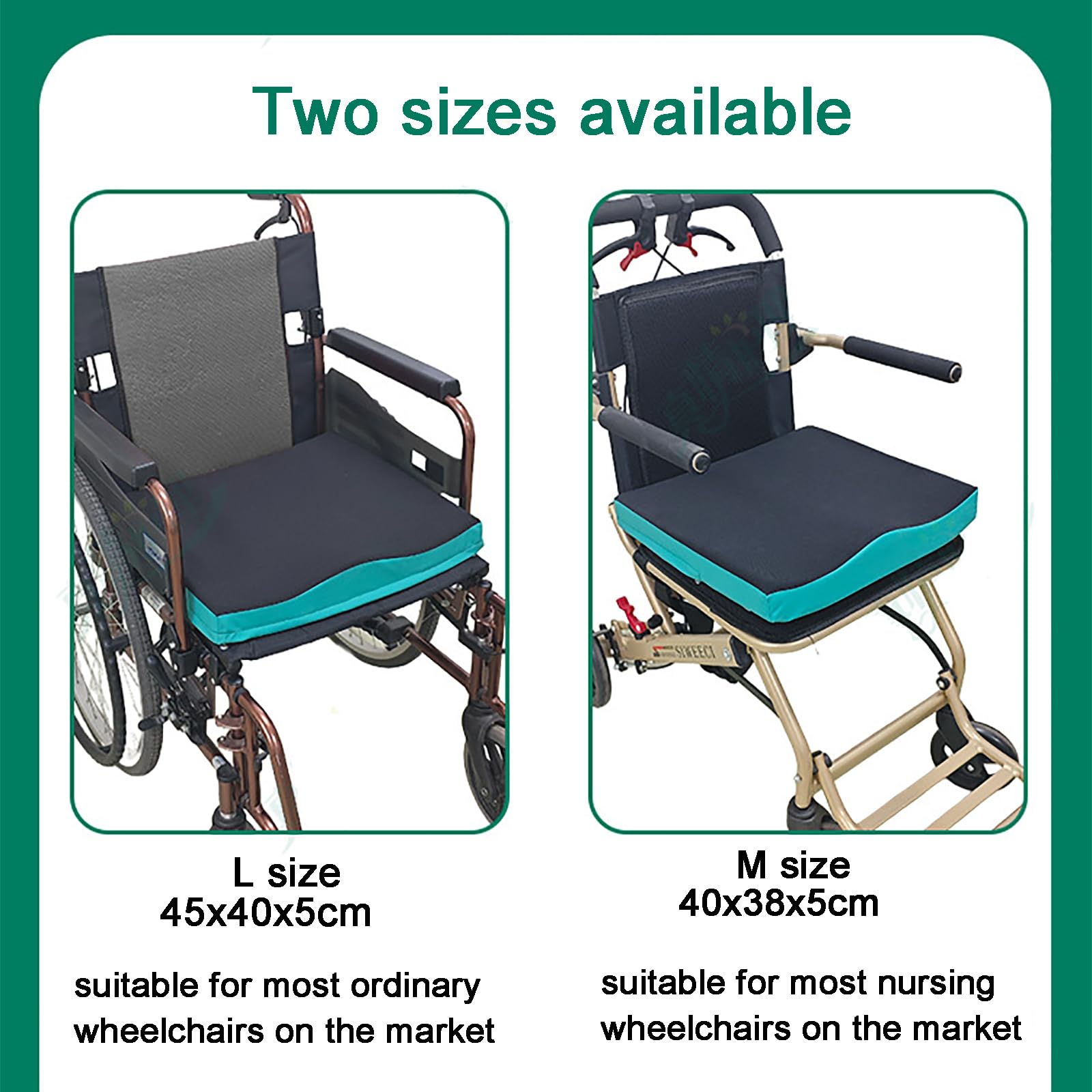 Cojines Antideslizantes para Silla De Ruedas, Cojín De Espuma Viscoelástica 3D con Hebillas Fijas, Disponible En 2 Tamaños, Transpirables Y Que Relajan La Espalda Y La Zona Pélvica