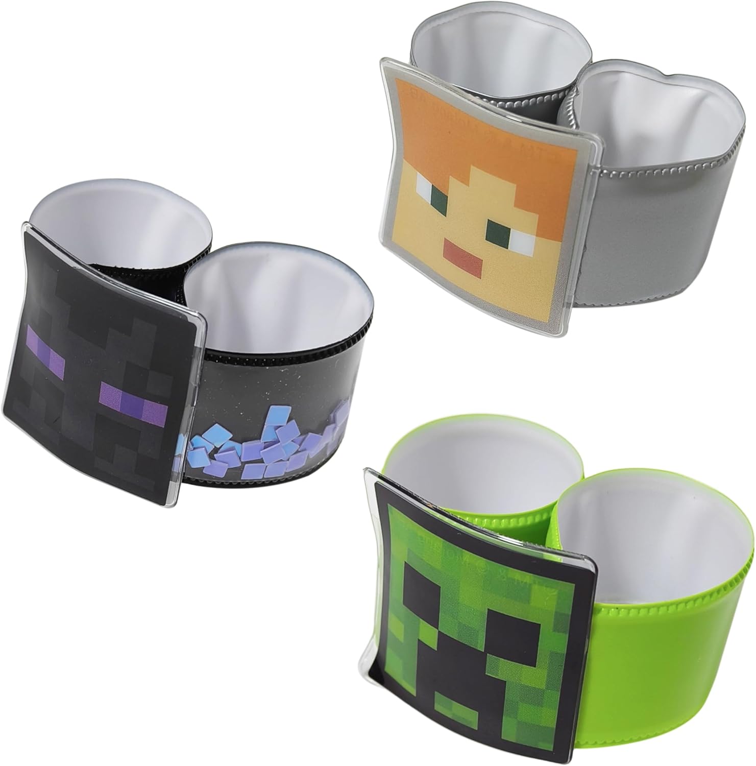 LUV HER Minecraft 3 スラップブレスレット 女の子用 &ndash; Minecraftの楽しい紙吹雪リストバンド &ndash; 調節可