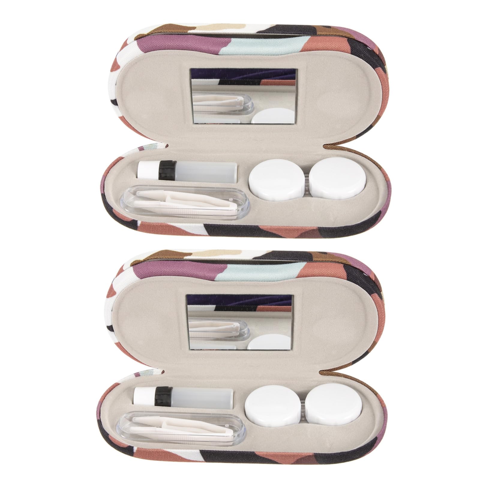 Mikinona 2 Sätze Doppelbrillenetui Camouflage Doppelschicht Hartschale mit Spiegel und Werkzeug Tragbarer Brillenhalter und Unsichtbarer Linsenbox für Reise und Alltag
