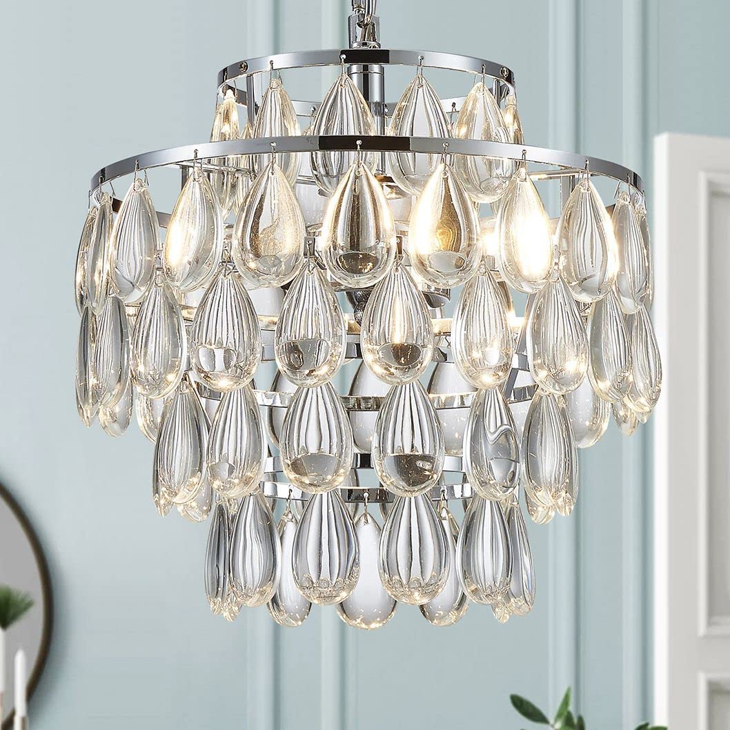 WUZUPS Crystal Chandelier 3-Light Pendant Ceiling Light Modern Lighting Fixture