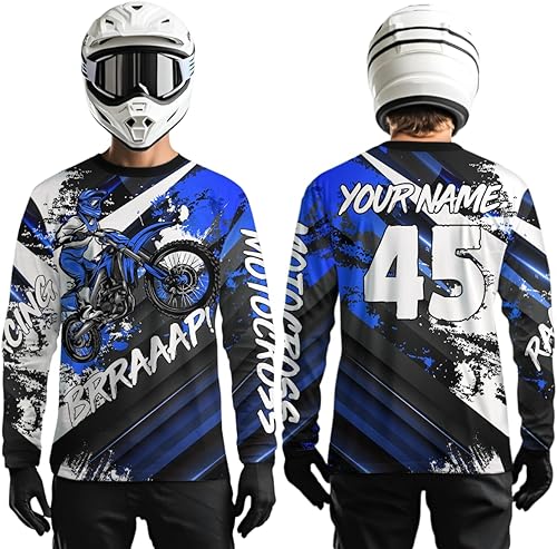 Miniatura 2 de Camiseta de motocross UPF30+ para jóvenes, niños, hombres, mujeres, carreras, motocross, camisa Brap Extreme Off-Road Motocicleta de manga larga XM36