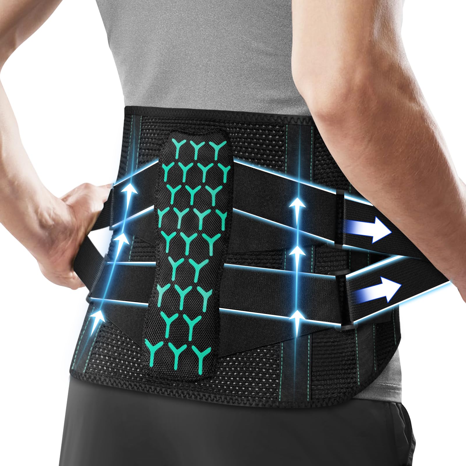Beugo Faja Lumbar Hombre Mujer, Cinturón Lumbar con Doble Ajuste con 5 Varillas de Soporte, Cinturón Abdominal Transpirable con Soporte Ergonómico para Lesiones lumbares y de Espalda