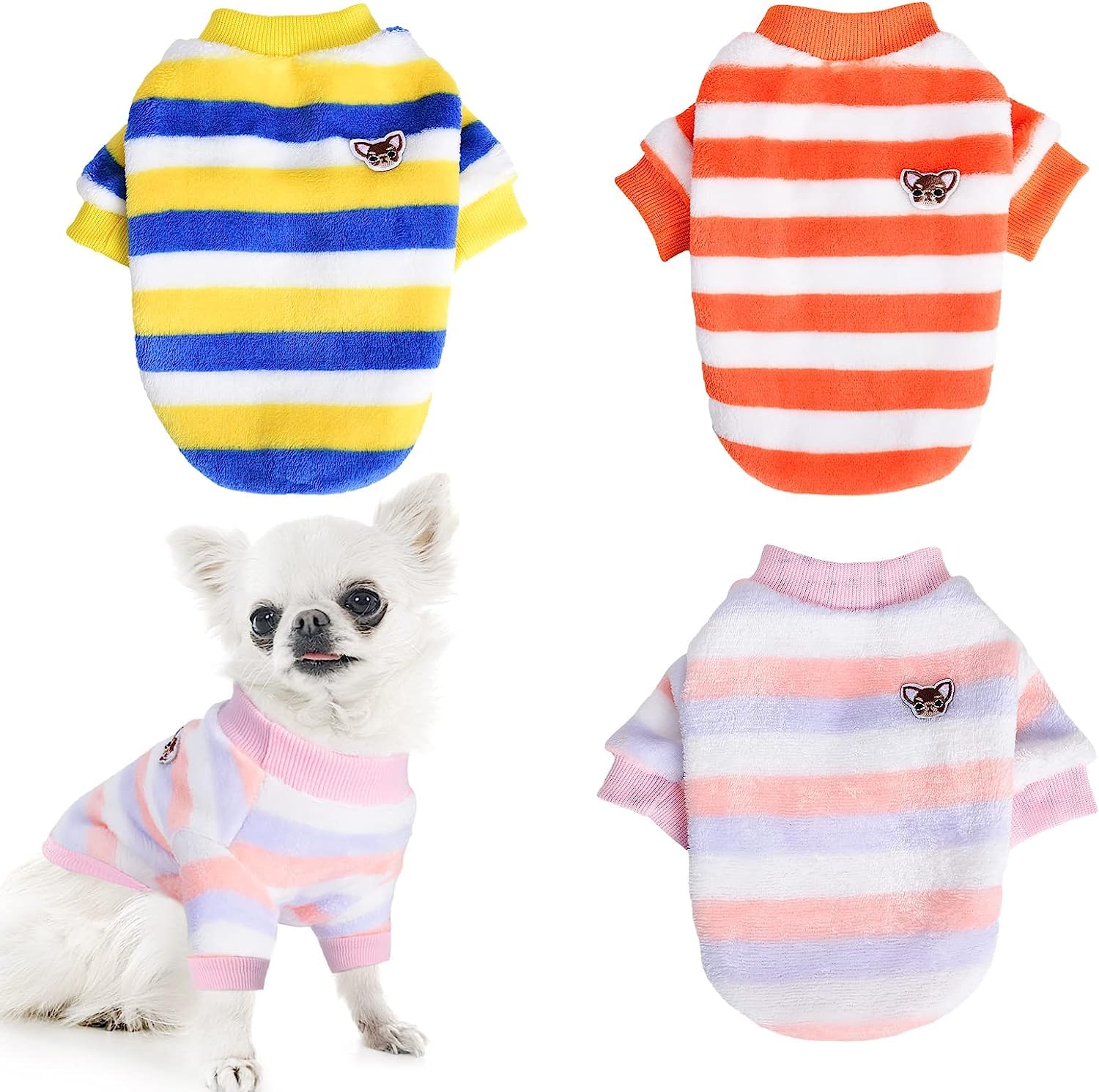 KUTKUT Pack of 3Pcs Dog Sweaters for Small Dogs Cats, Dog Clothes for Small Dogs Cat Girl Boy-Fleece Fall Dog Sweater for Shihtzu, Papillon, Pekingese Bichon etc (Size: L, Chest: 45cm, Length: 35cm) (B0CJCHQV5W) Amazon Price History, Amazon Price Tracker