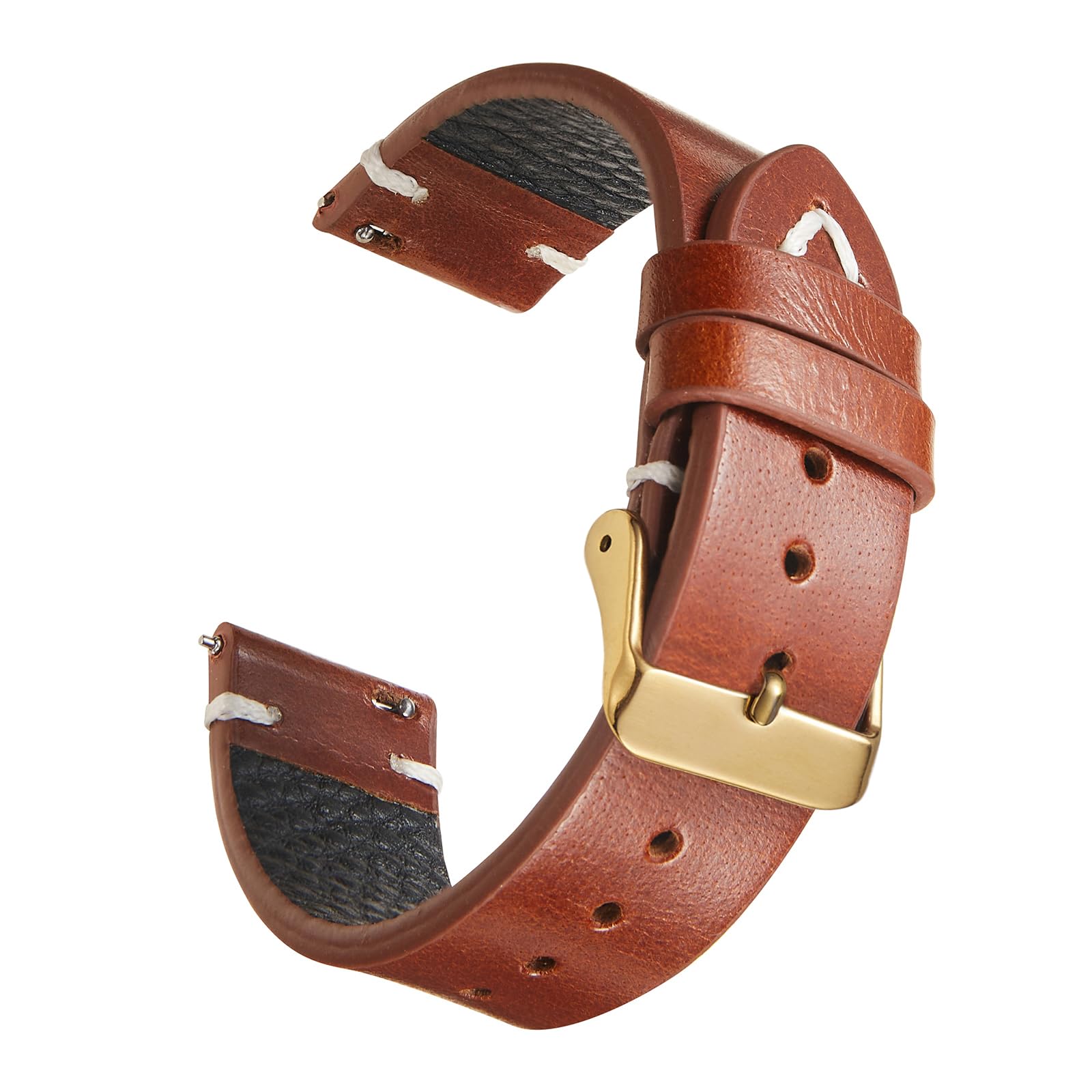 WOUKUPVintage Leather Watch Band Quick Release Replacement Genuine Watch Strap 18mm 19mm 20mm 22mm for Men and Women
